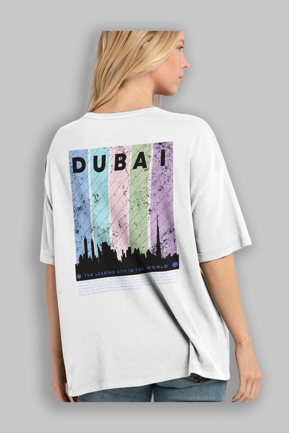Dubai Yazılı Arka Baskılı Oversize t-shirt Erkek Kadın Unisex