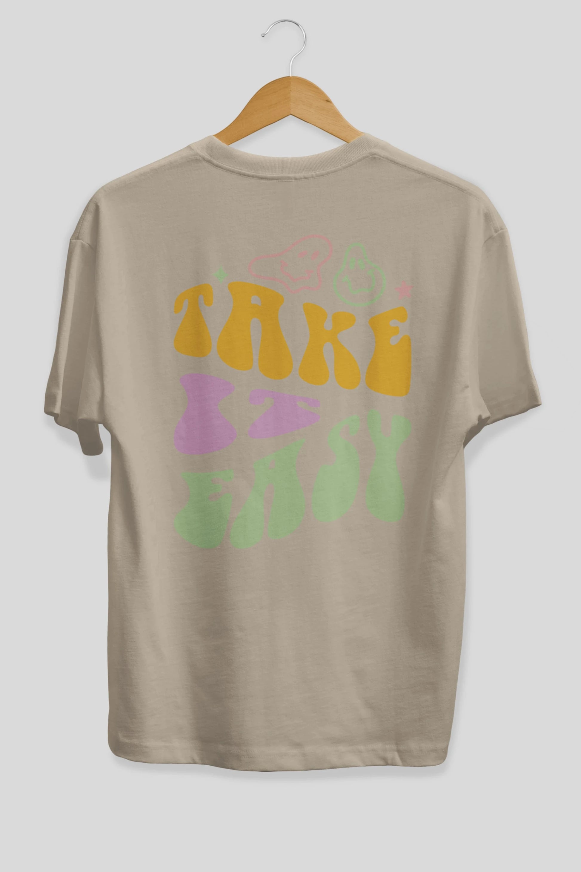 Take it Easy Yazılı Arka Baskılı Oversize t-shirt Erkek Kadın Unisex