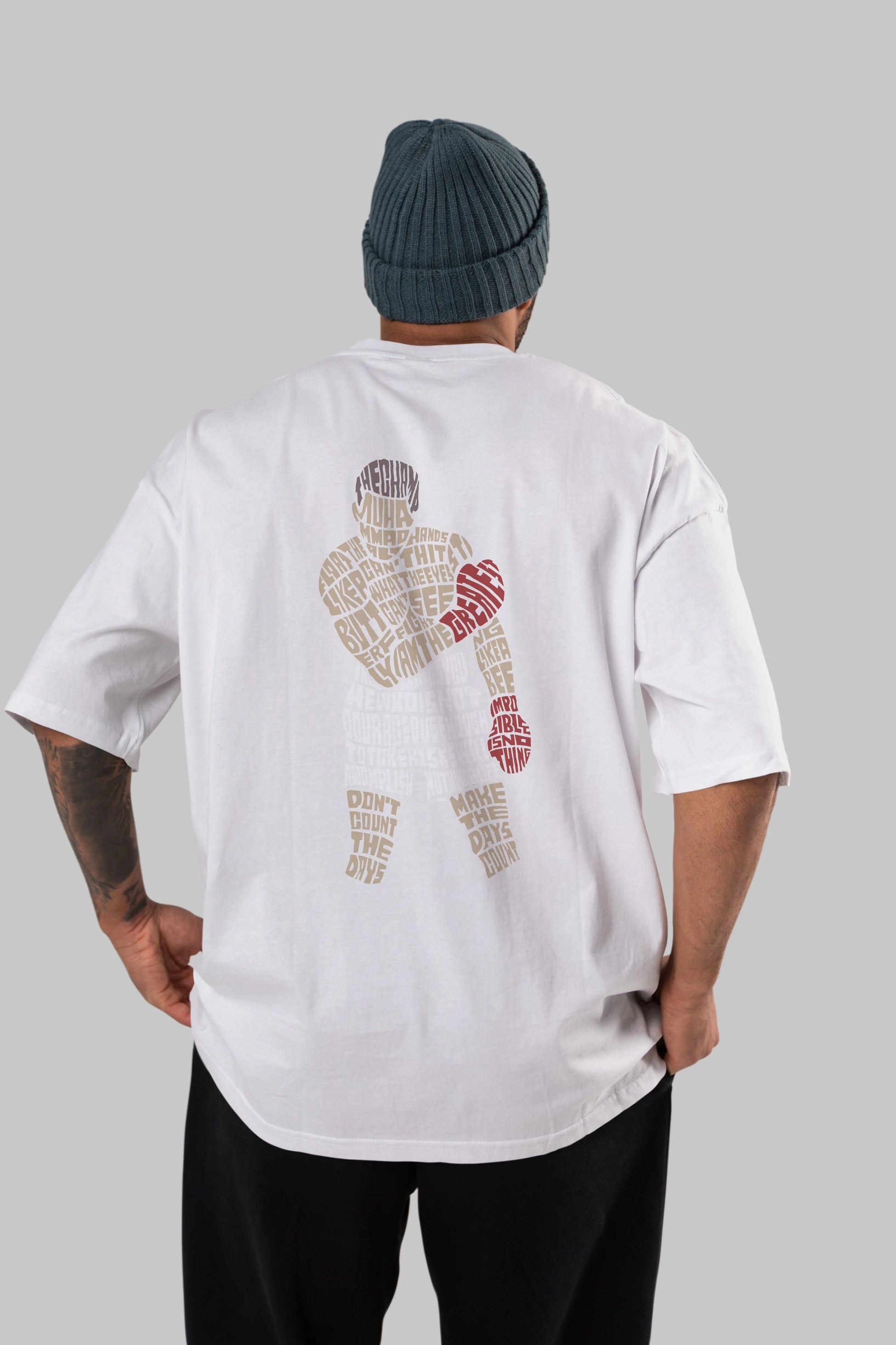 The Champ Muhammad Ali Arka Baskılı Oversize t-shirt %100 pamuk Erkek Kadın Unisex