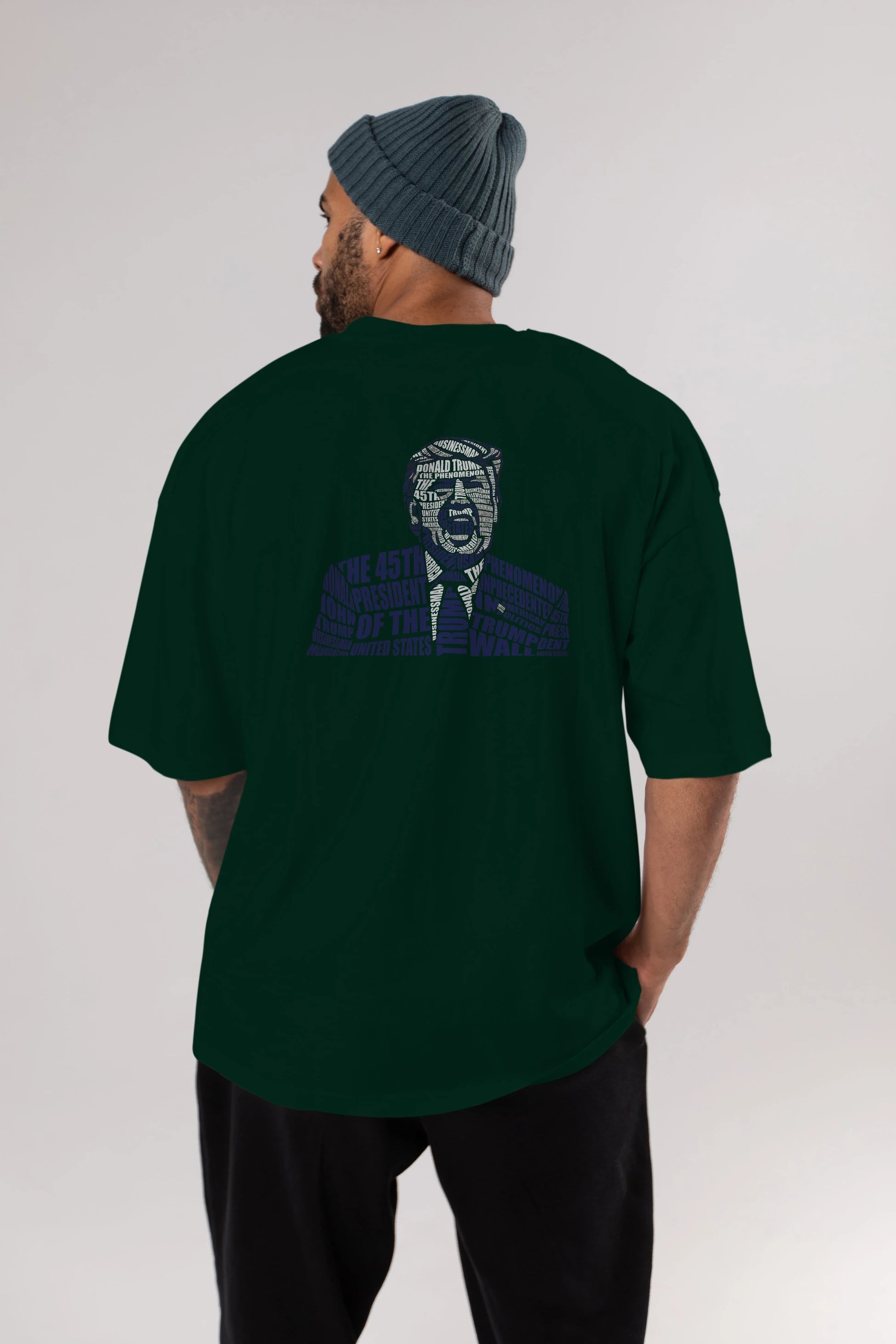 Trump Calligram Arka Baskılı Oversize t-shirt %100 pamuk Erkek Kadın Unisex