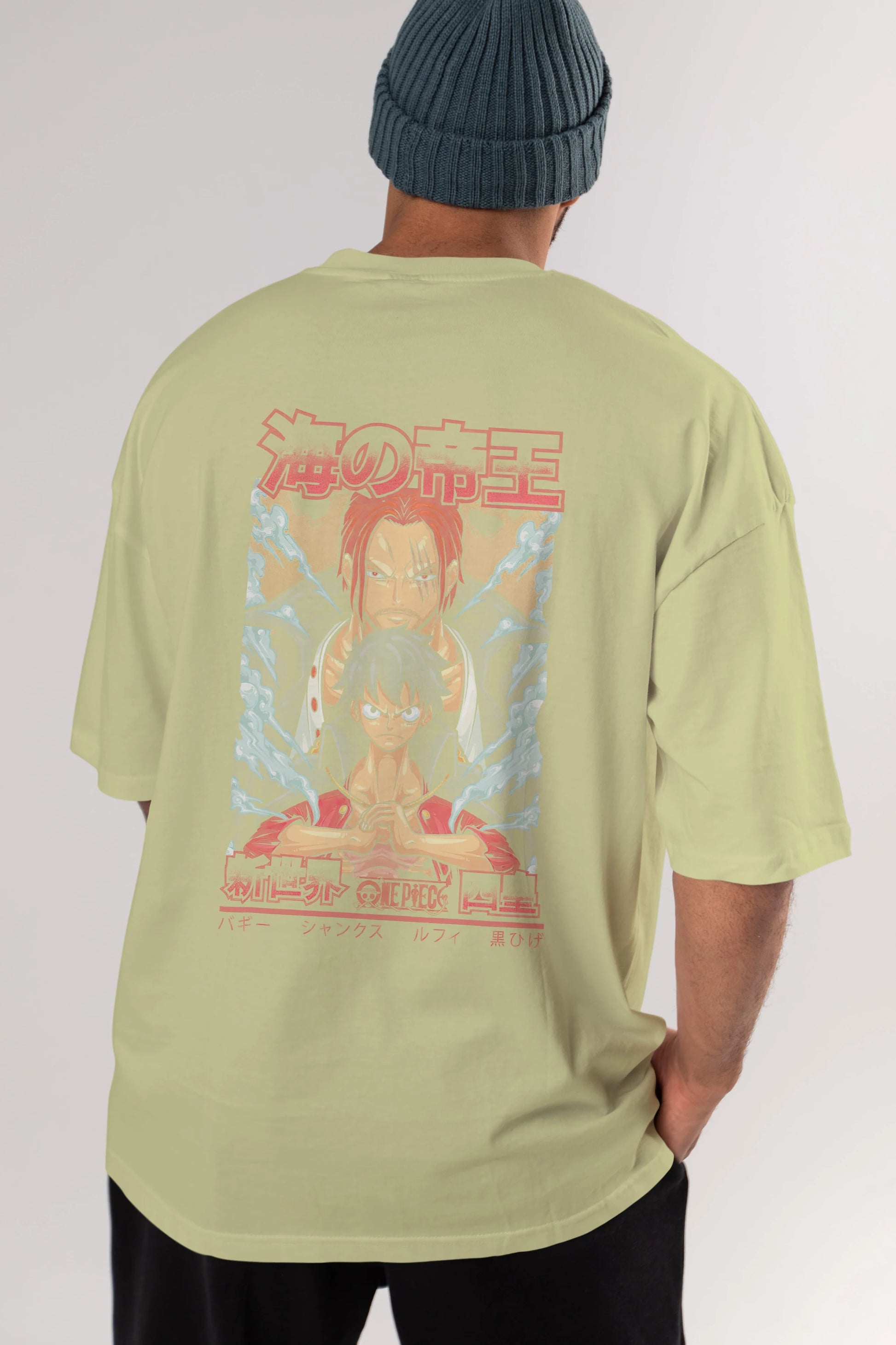 MONKEY D. LUFF and SHANKS Anime Arka Baskılı Oversize t-shirt Erkek Kadın Unisex