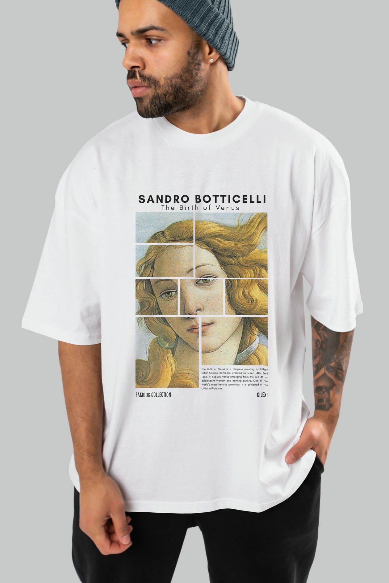 Sandro Botticelli ön Baskılı Oversize t-shirt Erkek Kadın Bisiklet Yaka Pamuk tişort