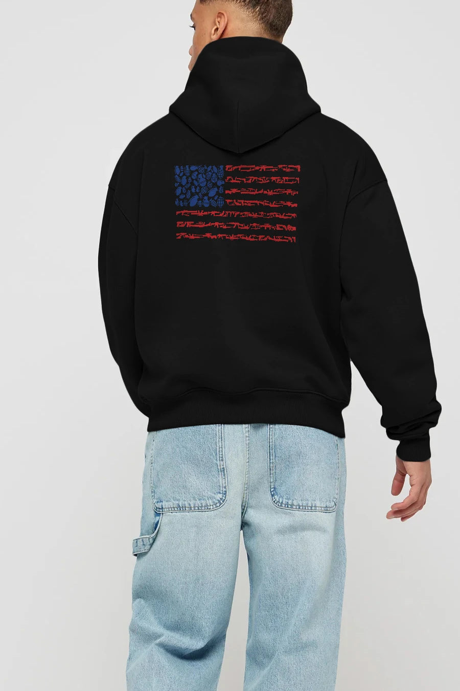 Weapon Flag Arka Baskılı Hoodie Oversize Kapüşonlu Sweatshirt Erkek Kadın Unisex