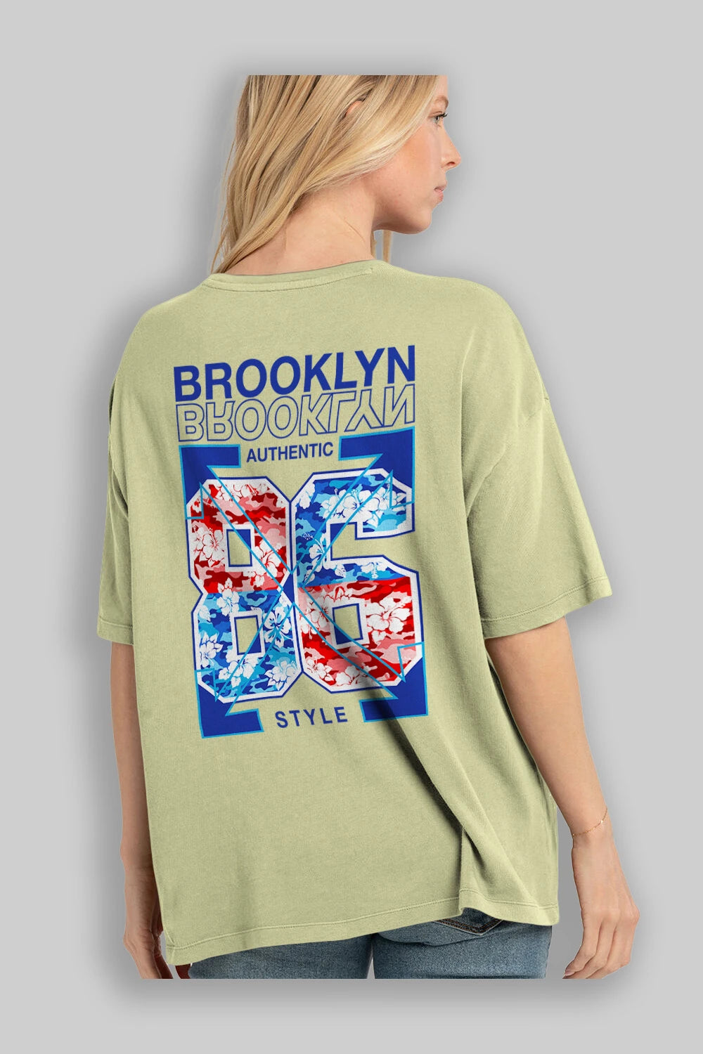 Brooklyn 86 Style Arka Baskılı Oversize t-shirt Erkek Kadın Unisex