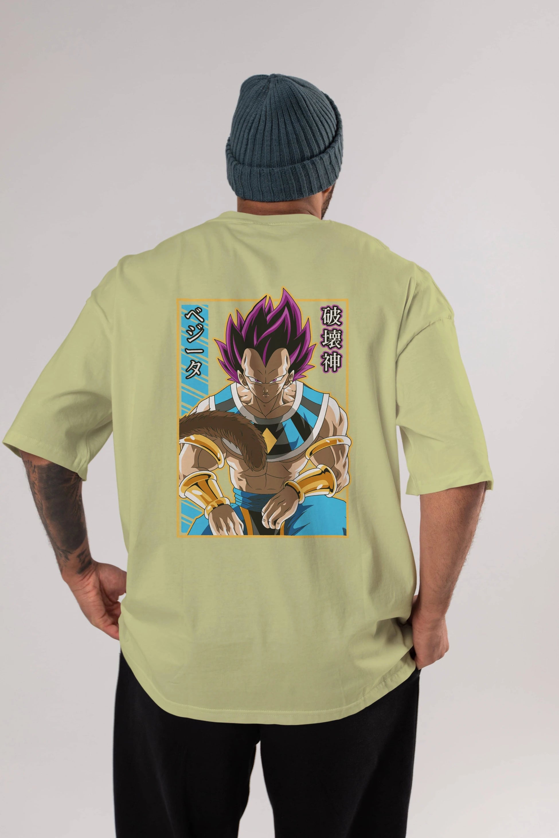 DragonBall VegetaHakaishin Anime Arka Baskılı Oversize t-shirt Erkek Kadın Unisex