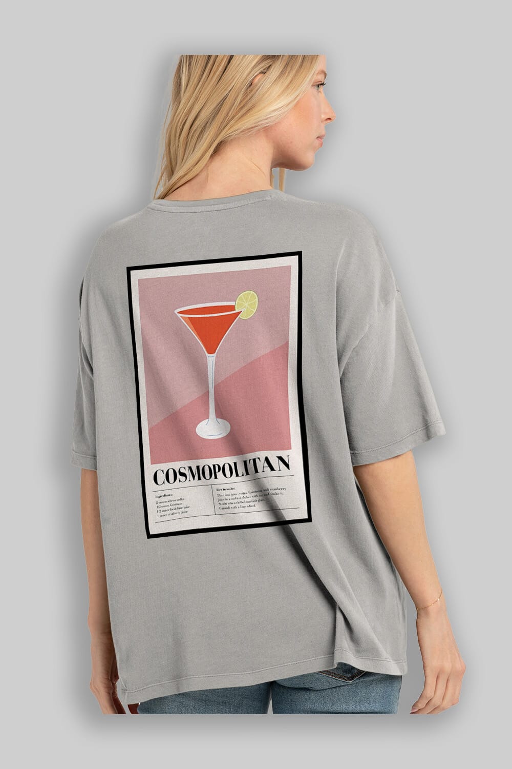 Cosmopolitan 3 Arka Baskılı Oversize t-shirt Erkek Kadın Unisex %100 Pamuk Bisiklet Yaka tişort