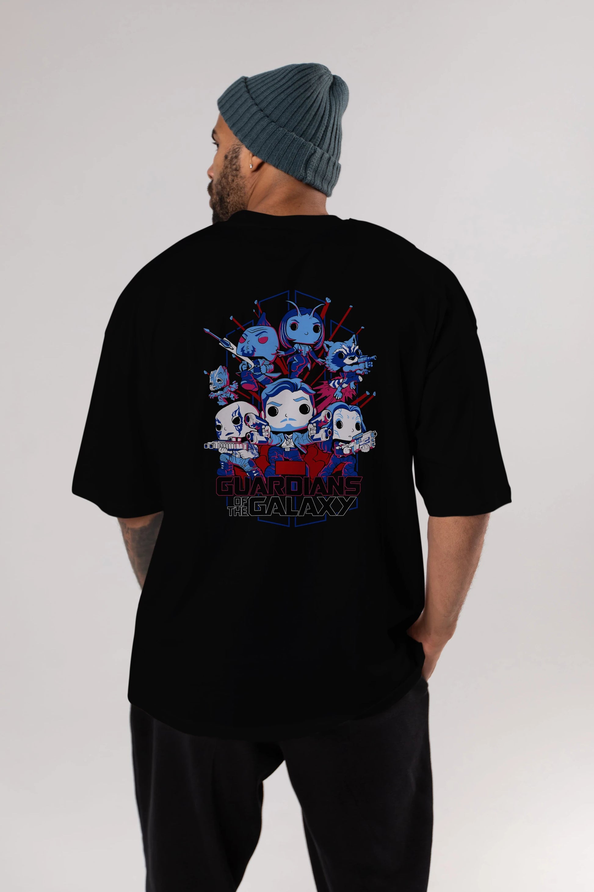 Guardians of the Galaxy Arka Baskılı Oversize t-shirt Erkek Kadın Unisex %100 Pamuk Bisiklet Yaka tişort