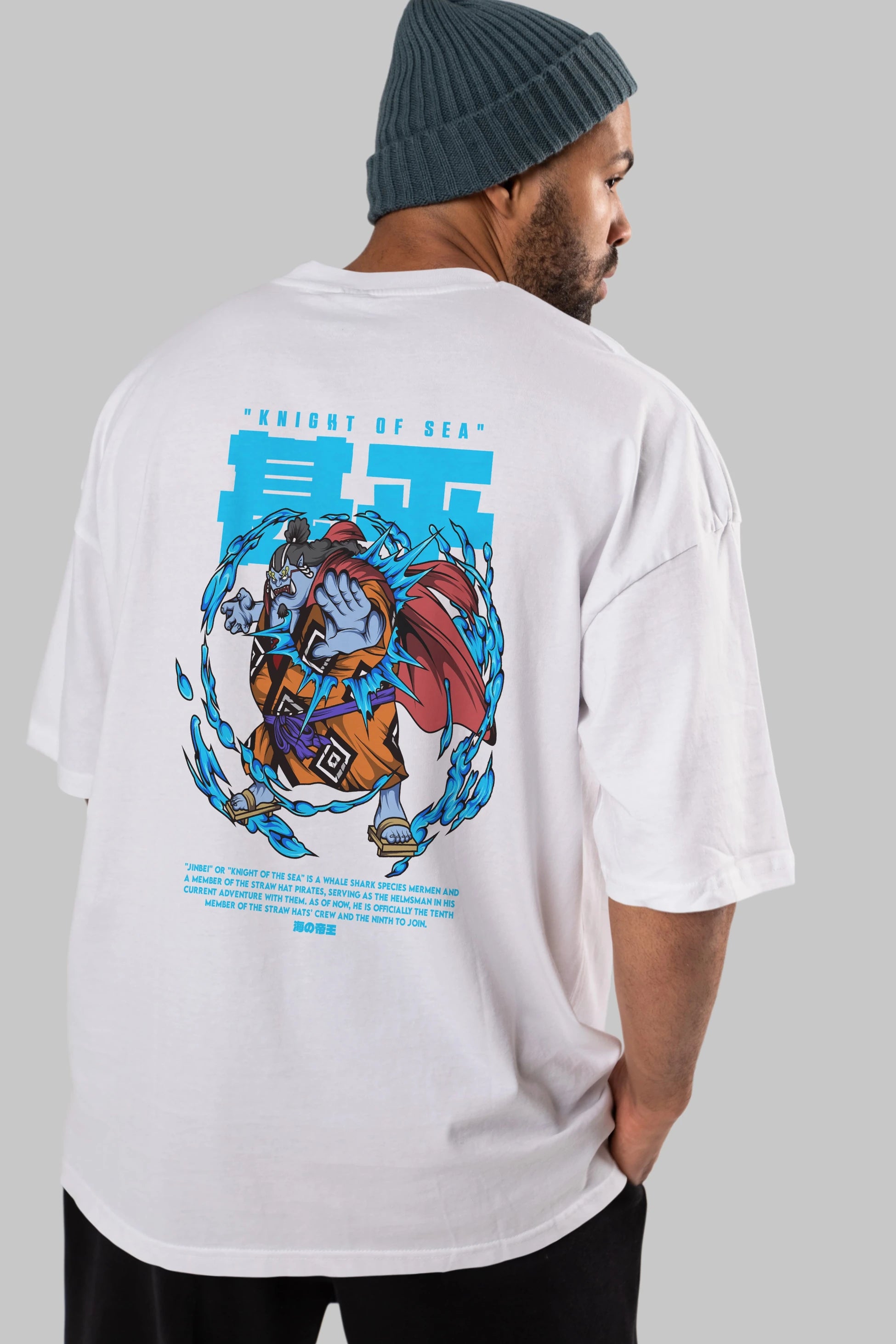 Jinbei Anime Arka Baskılı Oversize t-shirt Erkek Kadın Unisex