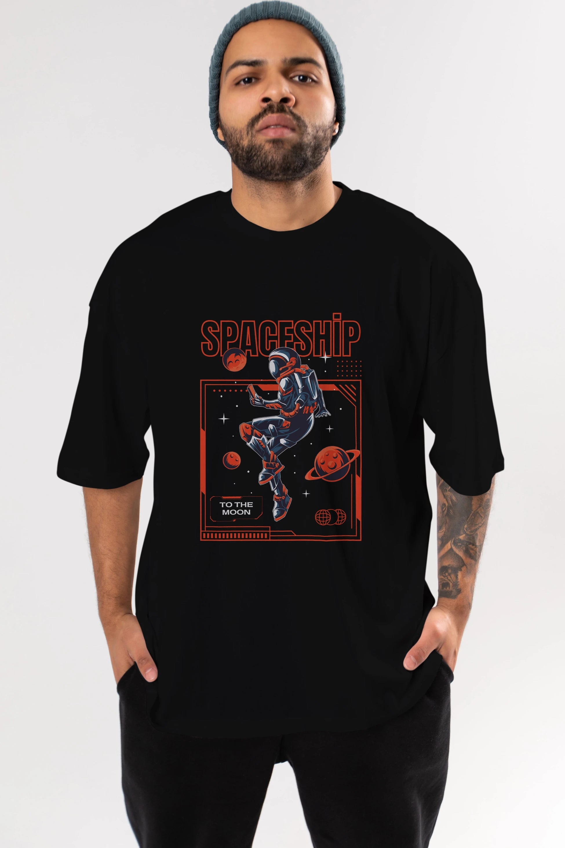 Spaceship Ön Baskılı Oversize t-shirt Erkek Kadın Unisex