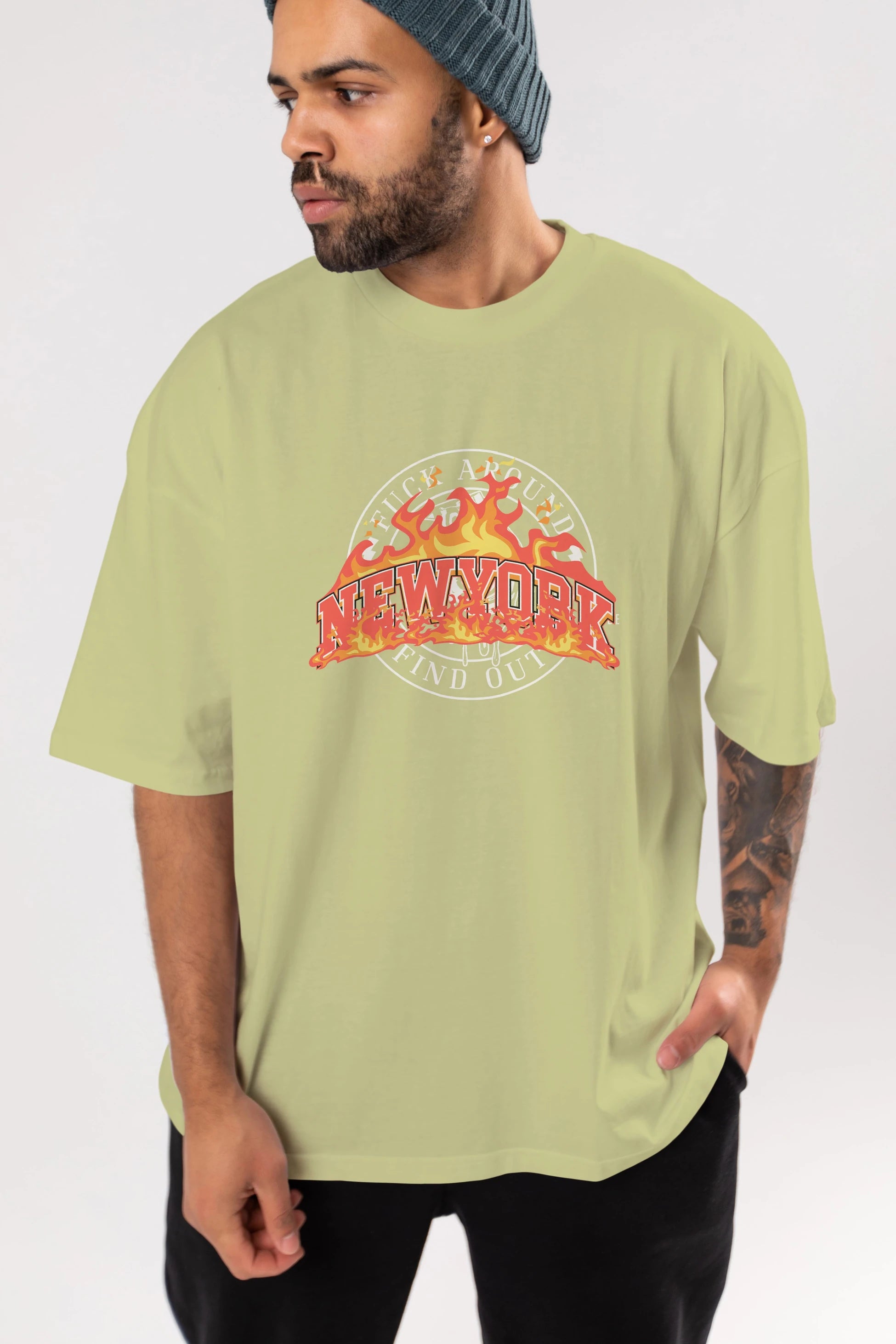 Newyork Style Ön Baskılı Oversize t-shirt Erkek Kadın Unisex