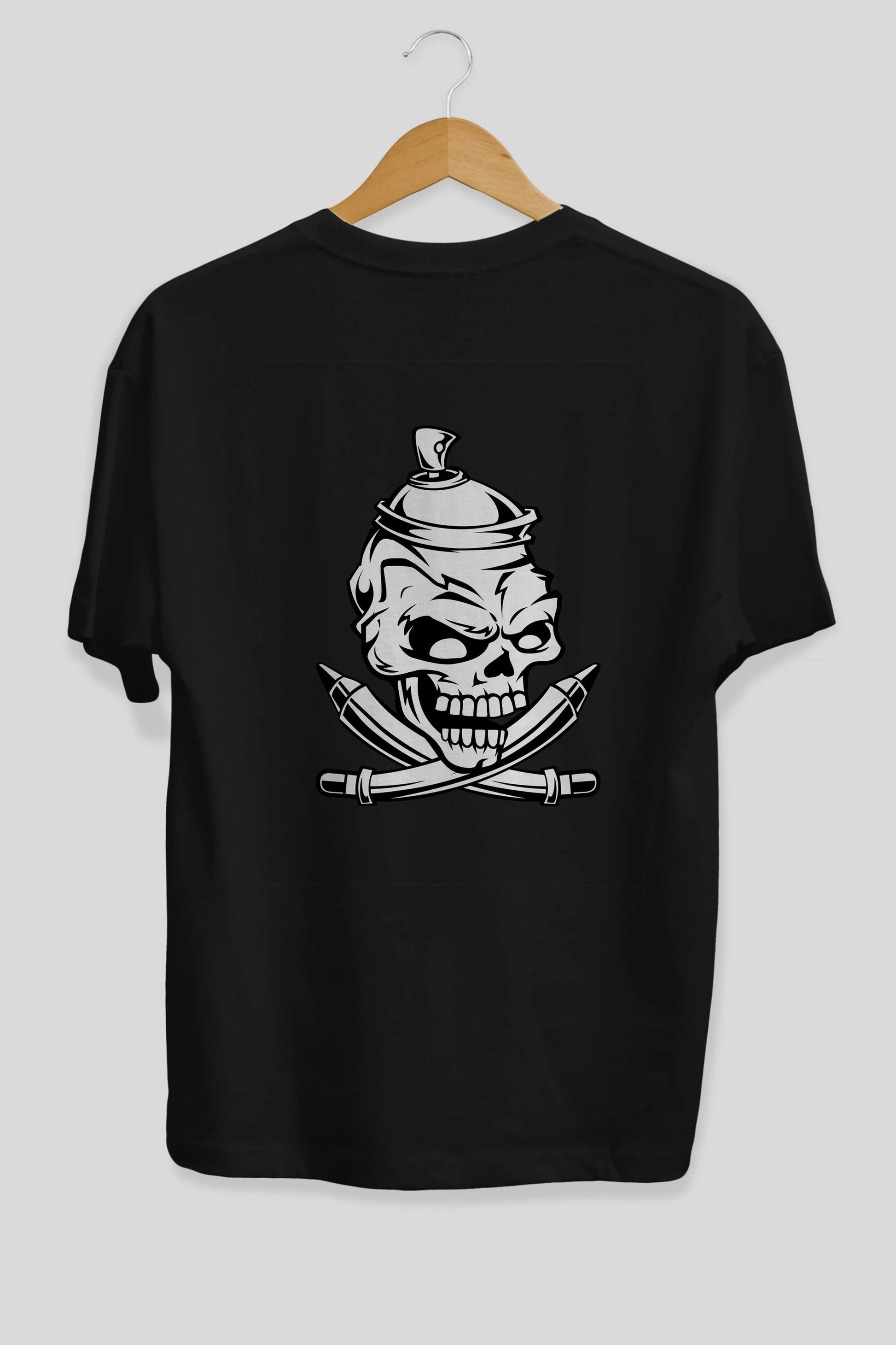 Skull Grafity Arka Baskılı Oversize t-shirt Erkek Kadın Unisex %100 Pamuk tişort
