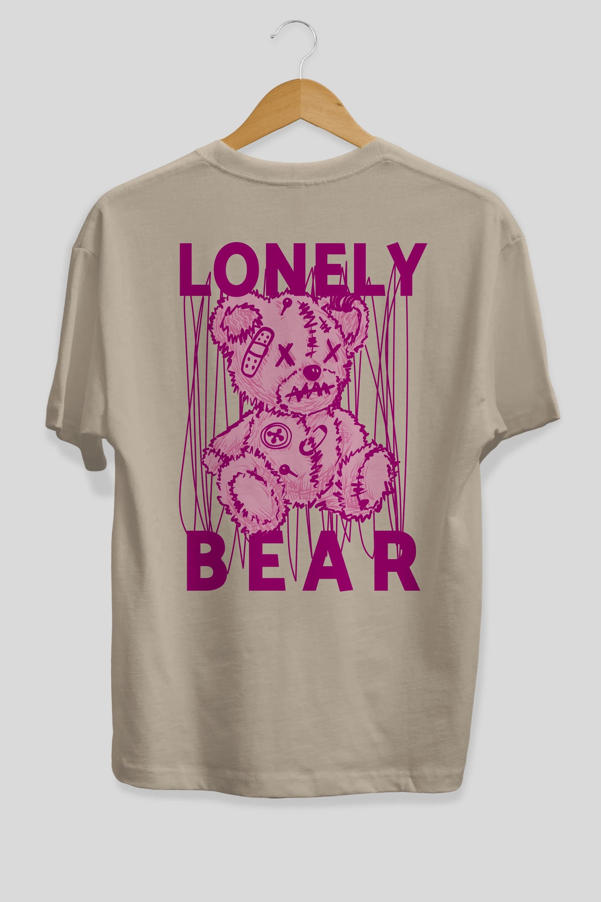 Lonely Bear Arka Baskılı Oversize t-shirt Erkek Kadın Unisex