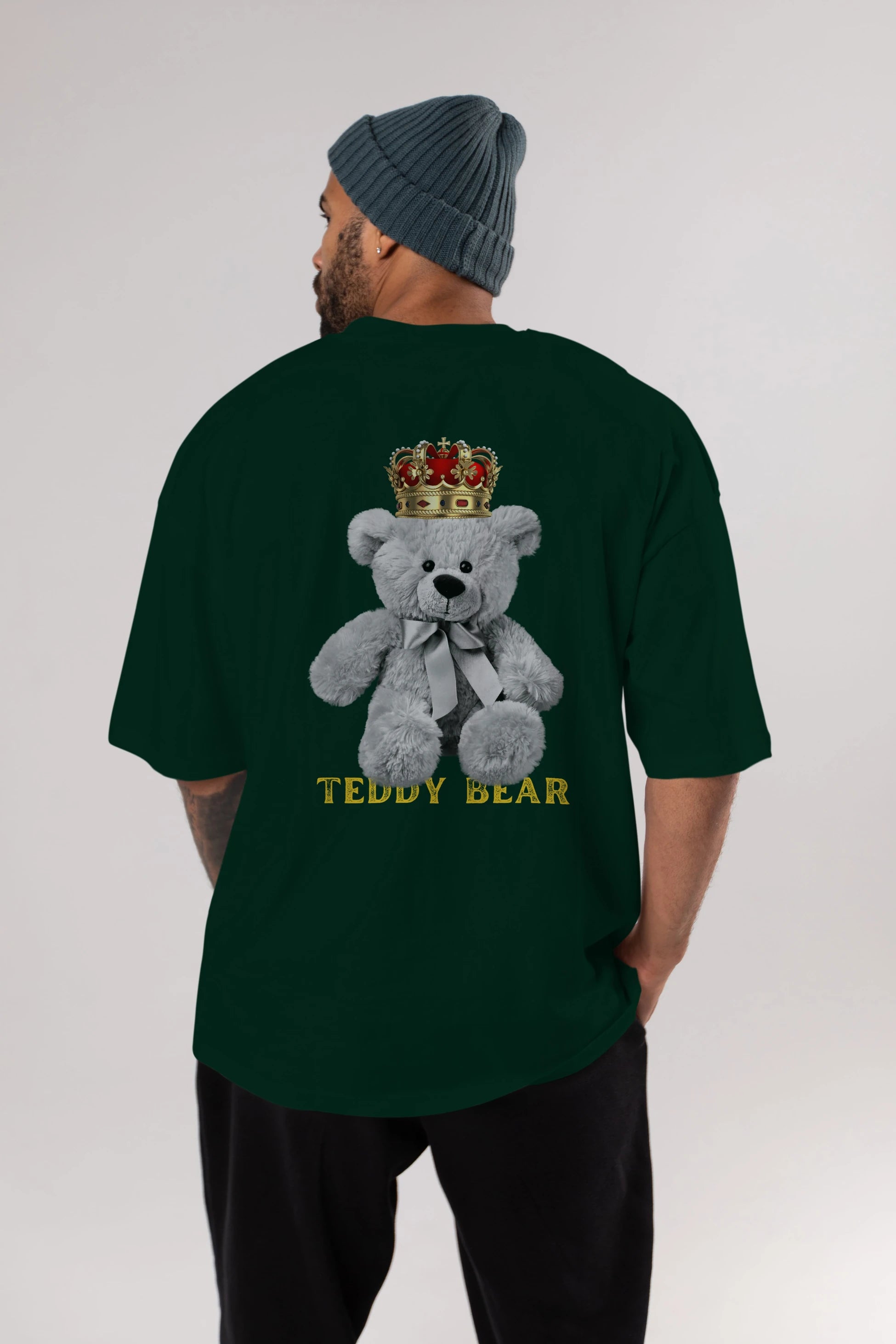 Teddy Bear Arka Baskılı Oversize t-shirt Erkek Kadın Unisex %100 Pamuk