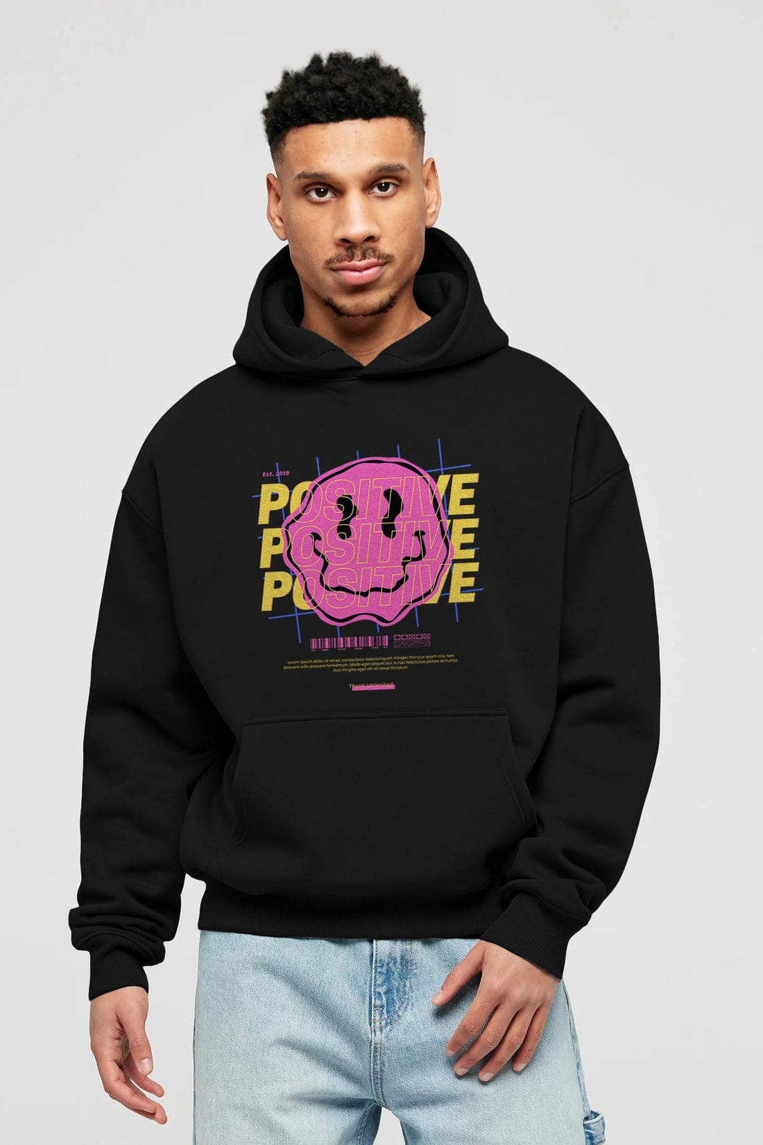 Positive 2 Ön Baskılı Oversize Hoodie Kapüşonlu Sweatshirt Erkek Kadın Unisex