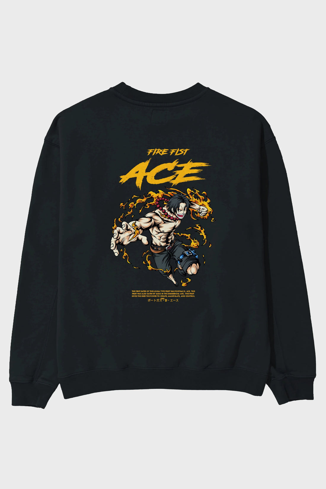 Fire Fist Ace Anime Arka Baskılı Oversize Sweatshirt Erkek Kadın Unisex