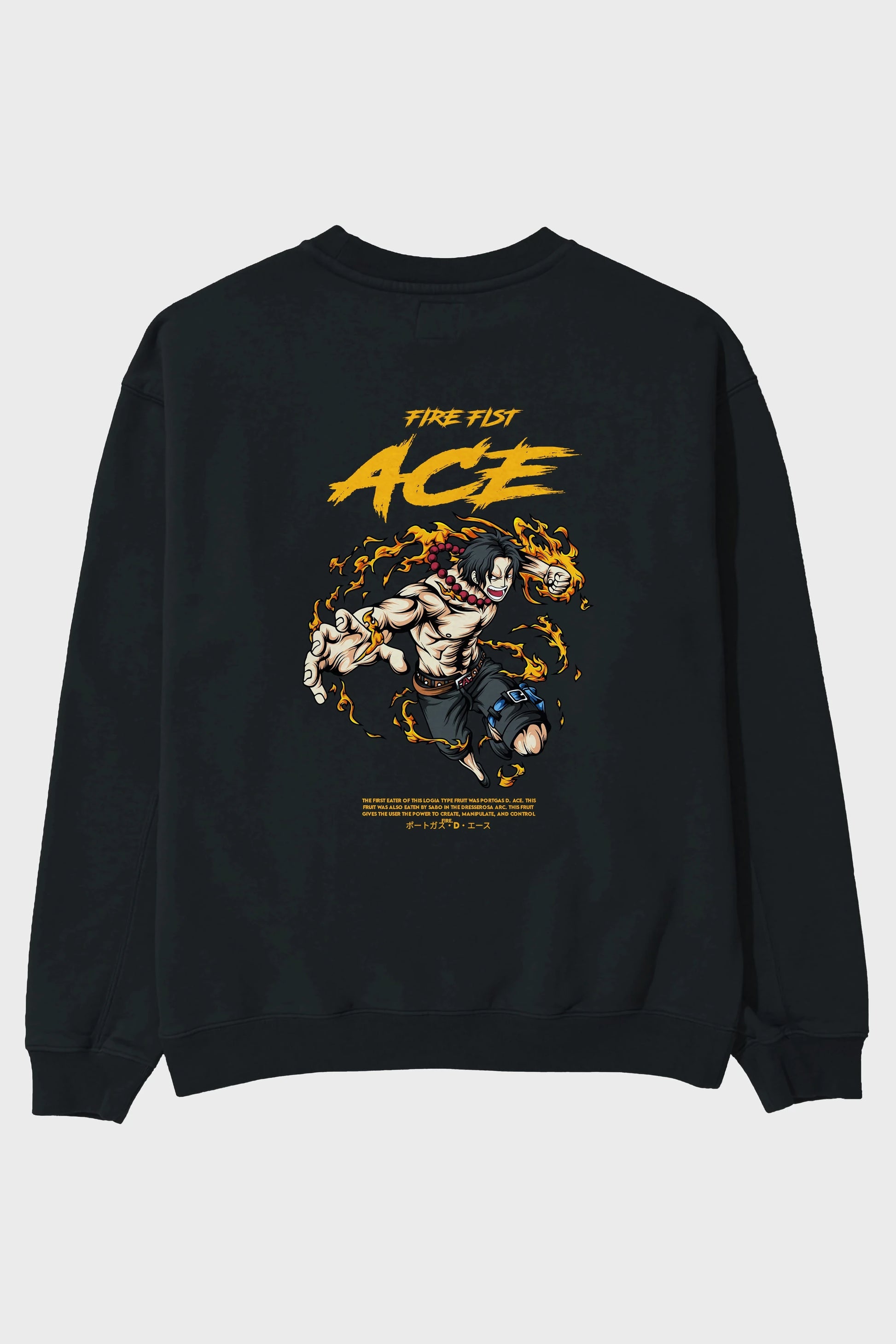 Fire Fist Ace Anime Arka Baskılı Oversize Sweatshirt Erkek Kadın Unisex
