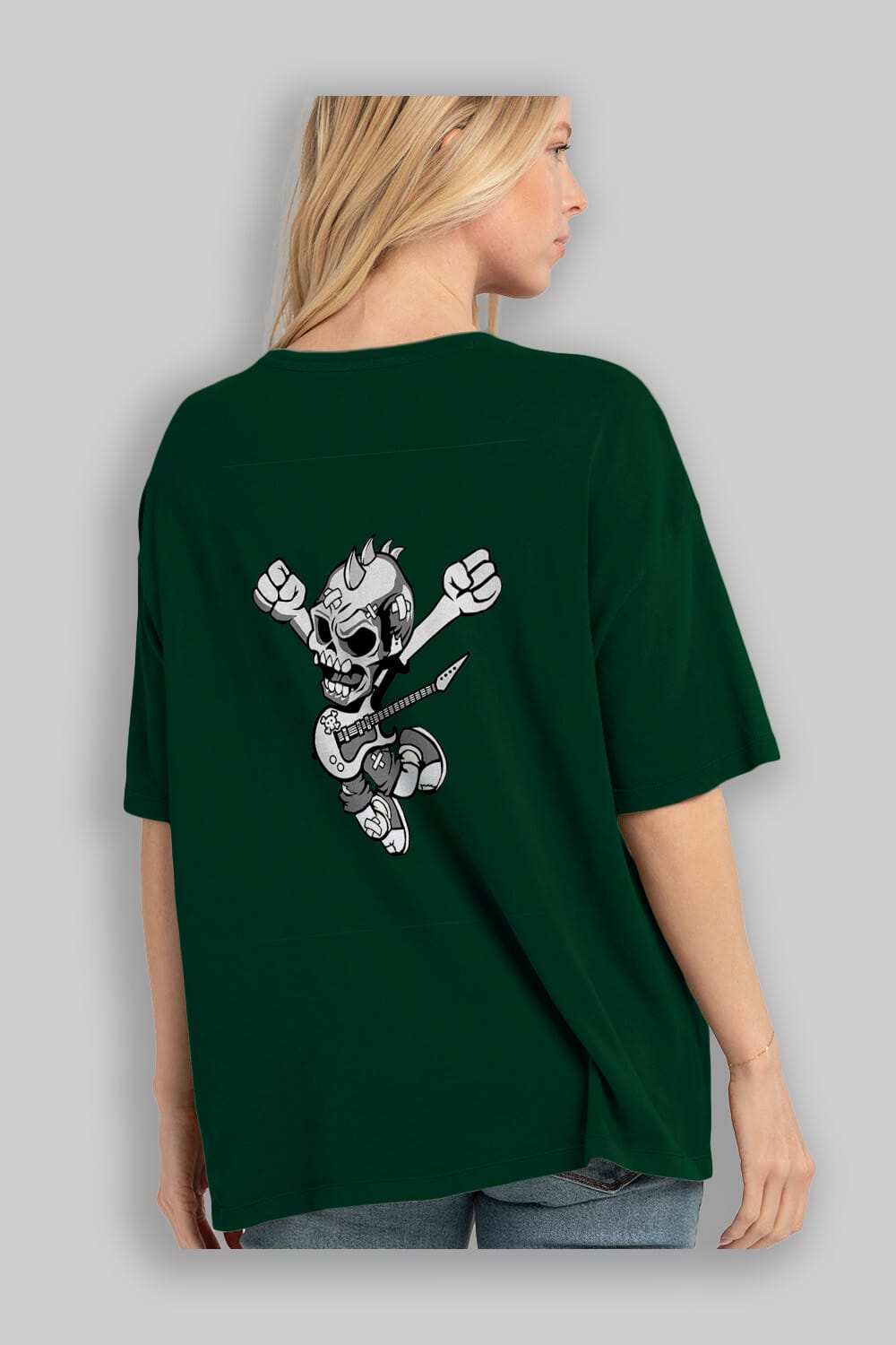 Punk Rocker Metal Guitar Arka Baskılı Oversize t-shirt Erkek Kadın Unisex %100 Pamuk tişort