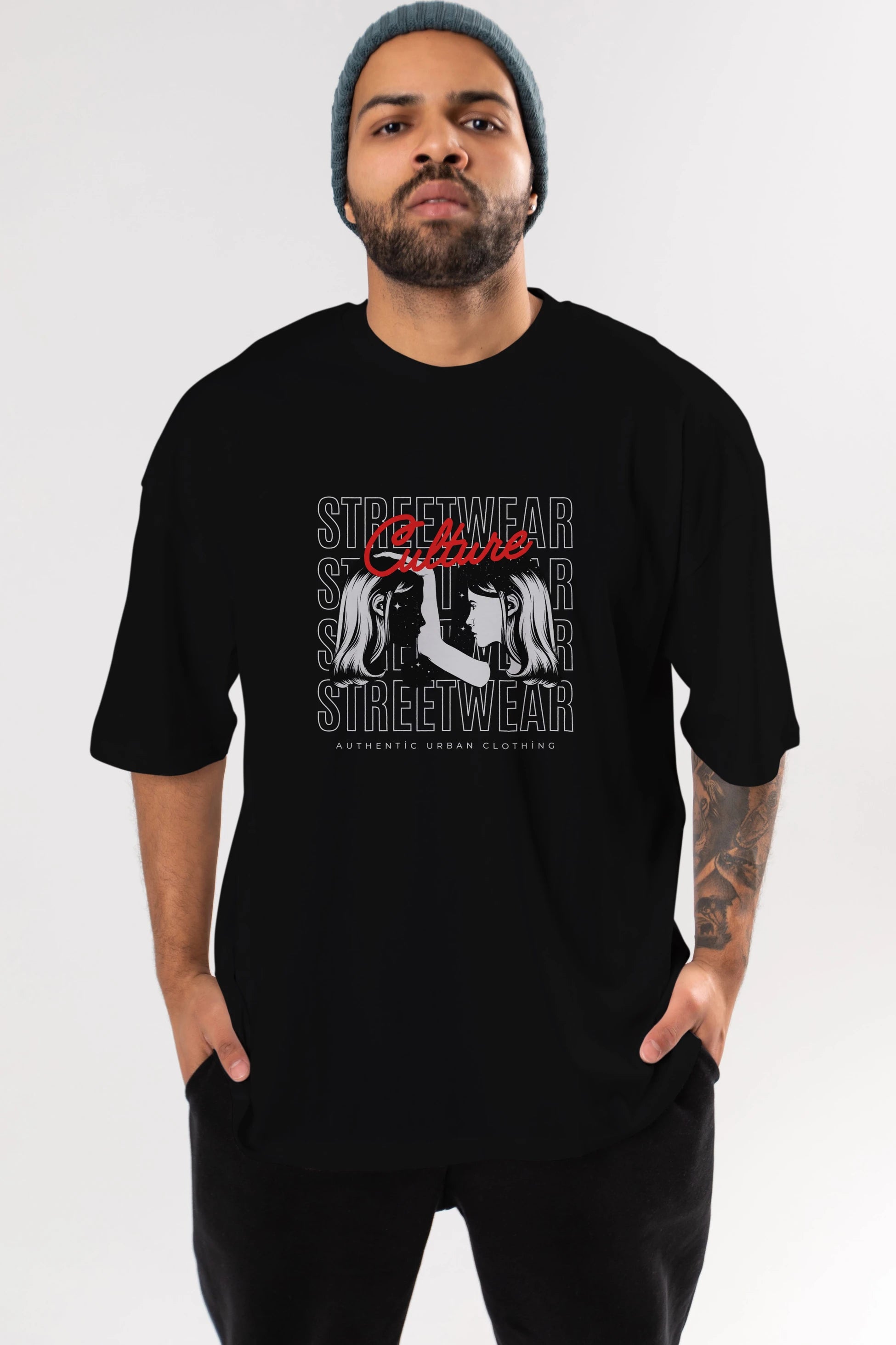 Culture Streetwear Yazılı Ön Baskılı Oversize t-shirt Erkek Kadın Unisex