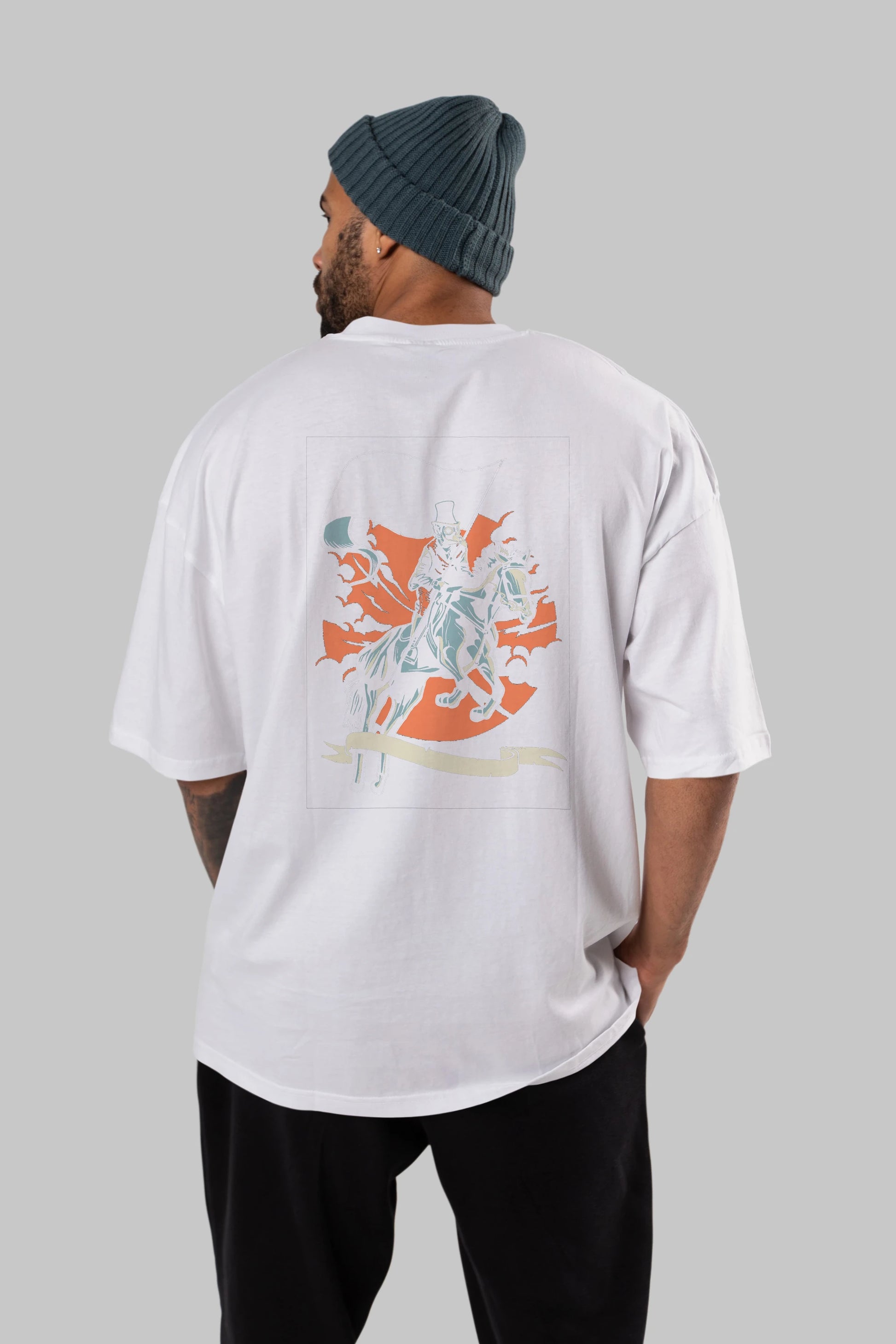 Plague Doctor Arka Baskılı Oversize t-shirt Erkek Kadın Unisex %100 Pamuk