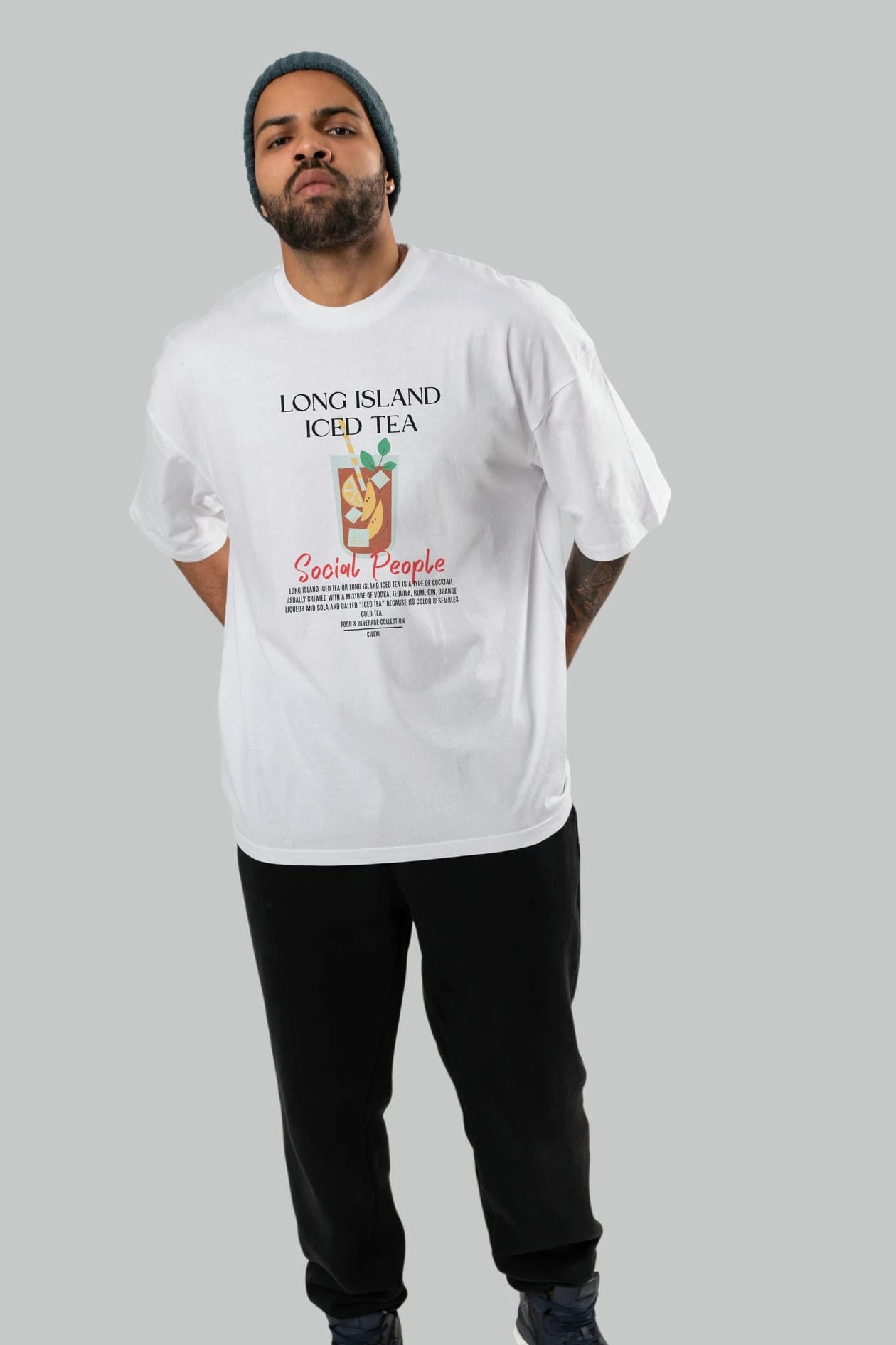 Long Island ıced tea Kokteyl Serisi ön Baskılı Oversize t-shirt Erkek Kadın %100 Pamuk Bisiklet Yaka tişort