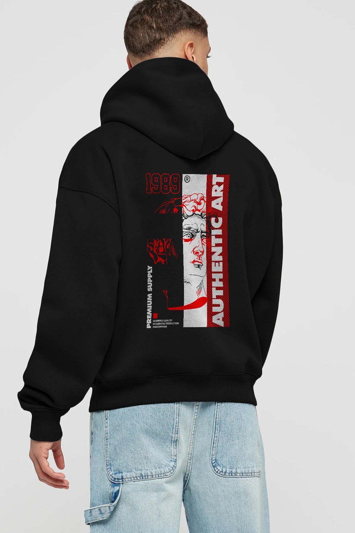 Authentic Art Arka Baskılı Hoodie Oversize Kapüşonlu Sweatshirt Erkek Kadın Unisex