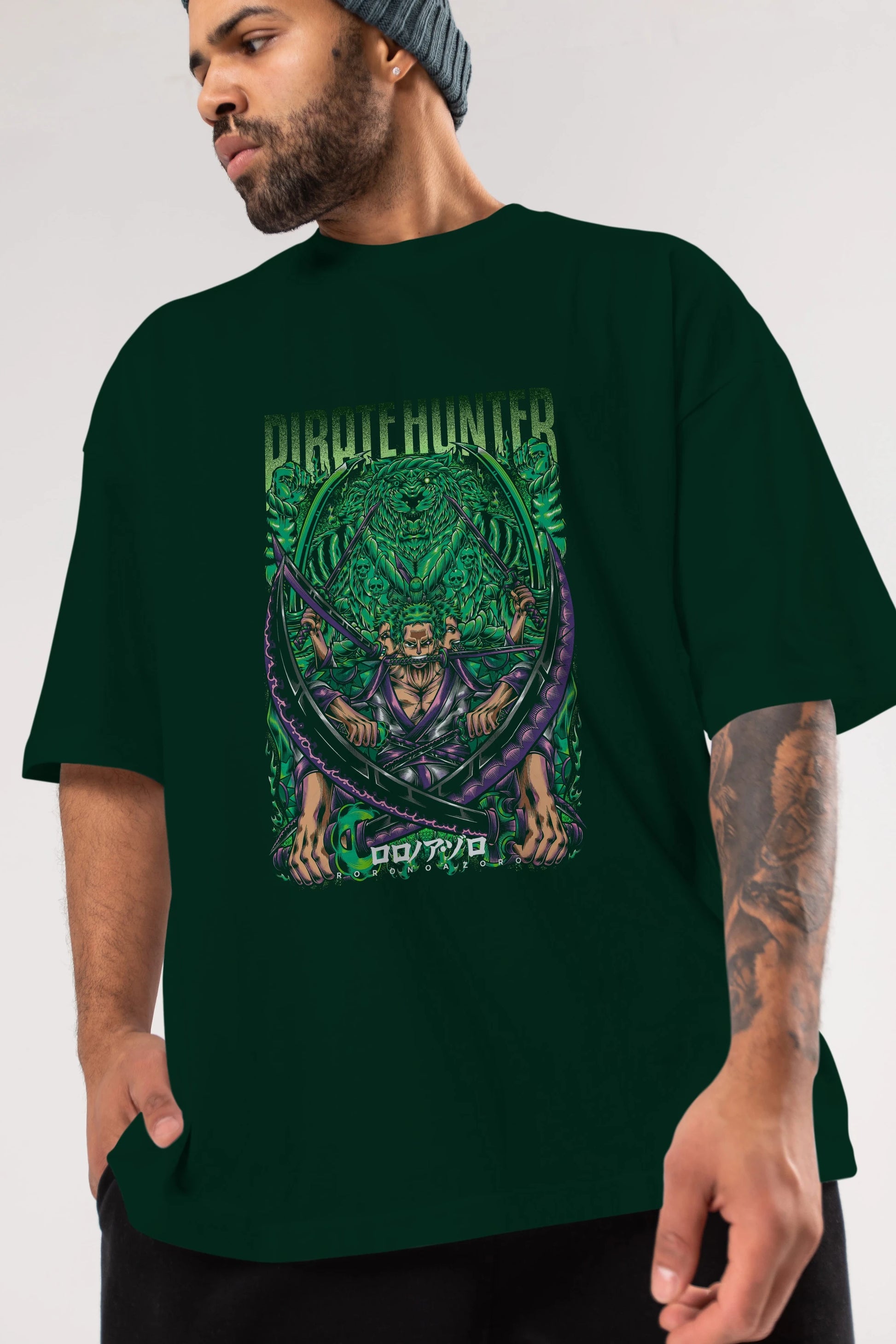 RORONOA ZORO 3 Anime Ön Baskılı Oversize t-shirt %100 pamuk Erkek Kadın Unisex