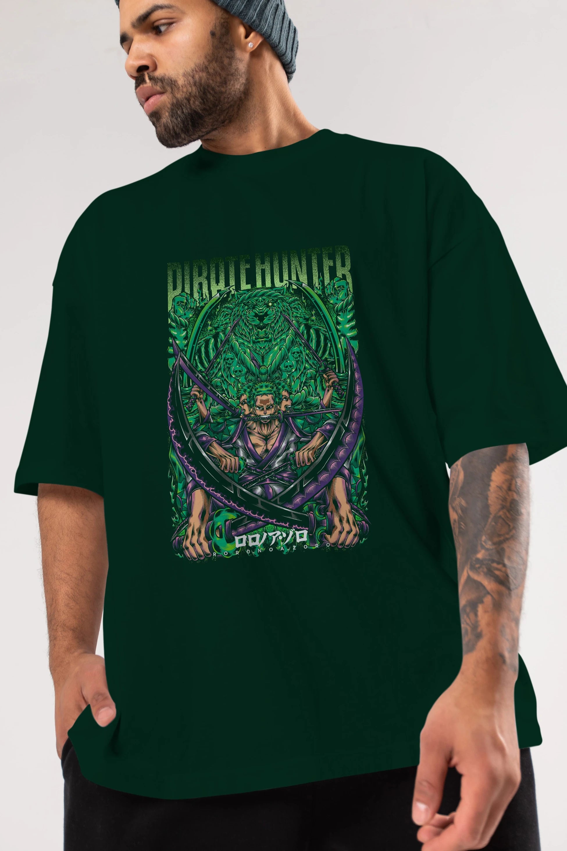 RORONOA ZORO 3 Anime Ön Baskılı Oversize t-shirt %100 pamuk Erkek Kadın Unisex