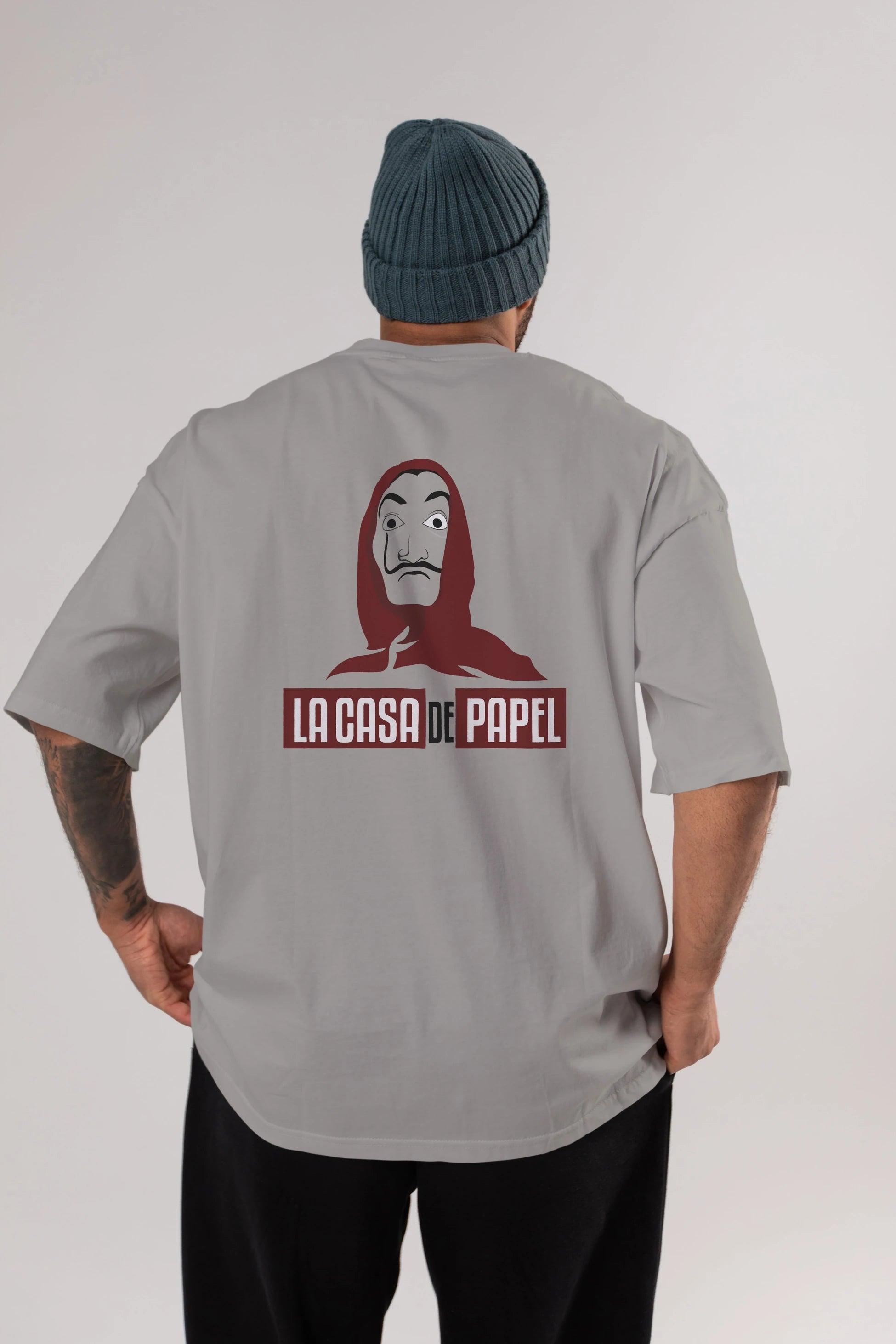 La Casa De Papel (1) Arka Baskılı Oversize t-shirt Erkek Kadın Unisex %100 Pamuk Bisiklet Yaka tişort