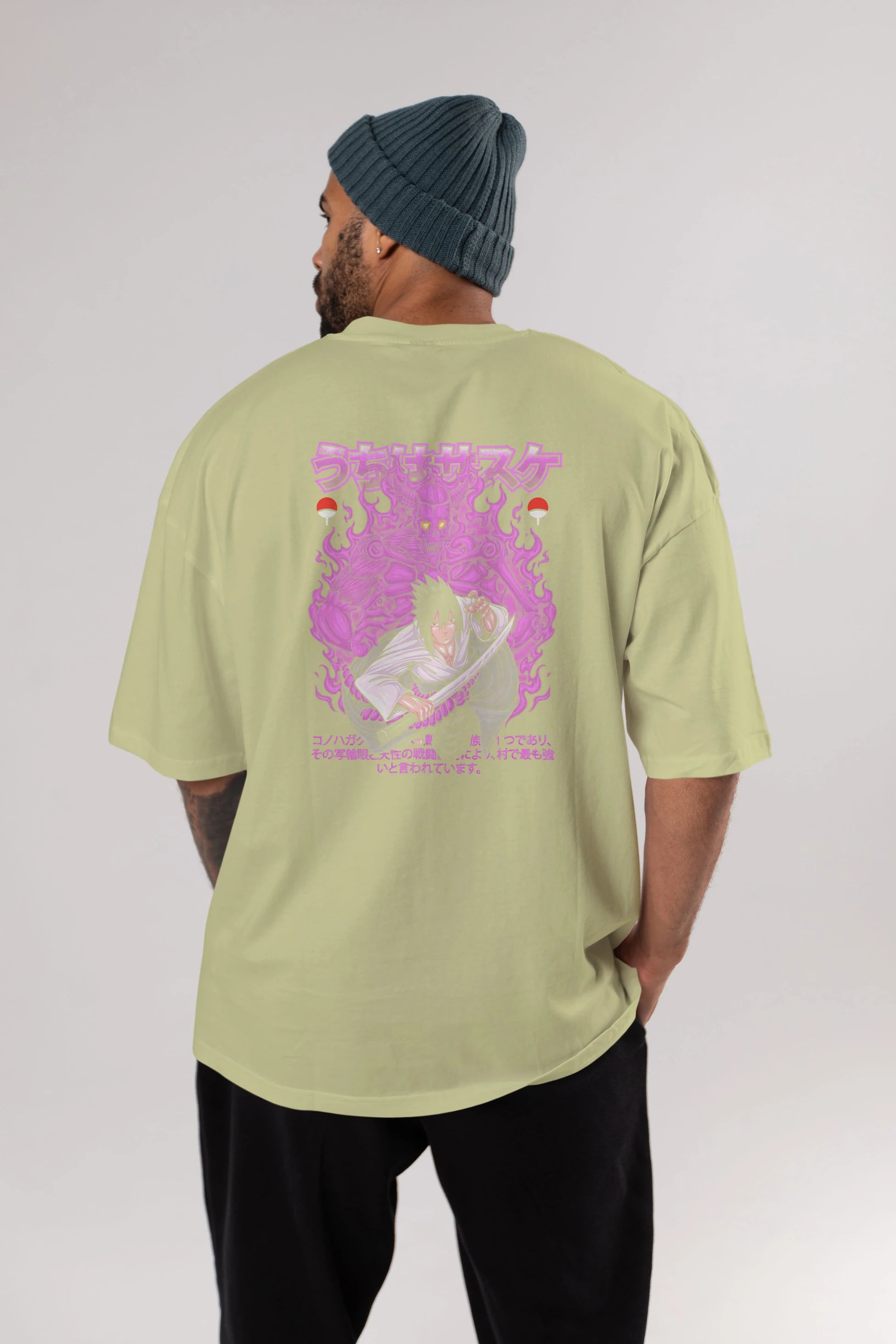 SASUKE UCHIHA NARUTO Anime Arka Baskılı Oversize t-shirt Erkek Kadın Unisex