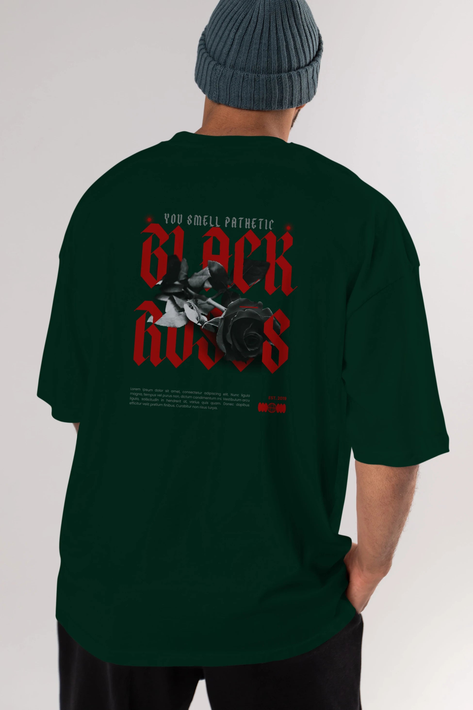 Black Roses Arka Baskılı Oversize t-shirt Erkek Kadın Unisex