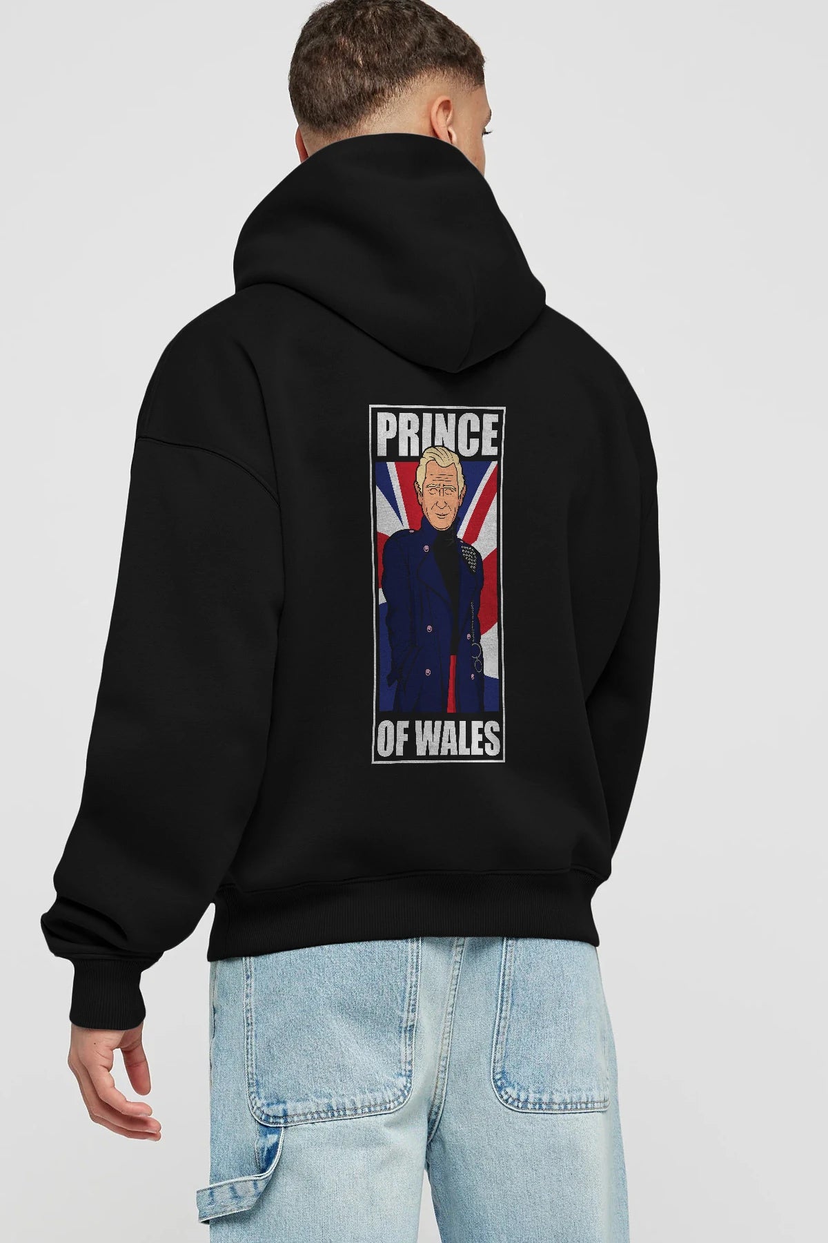 Prince Charles Arka Baskılı Hoodie Oversize Kapüşonlu Sweatshirt Erkek Kadın Unisex