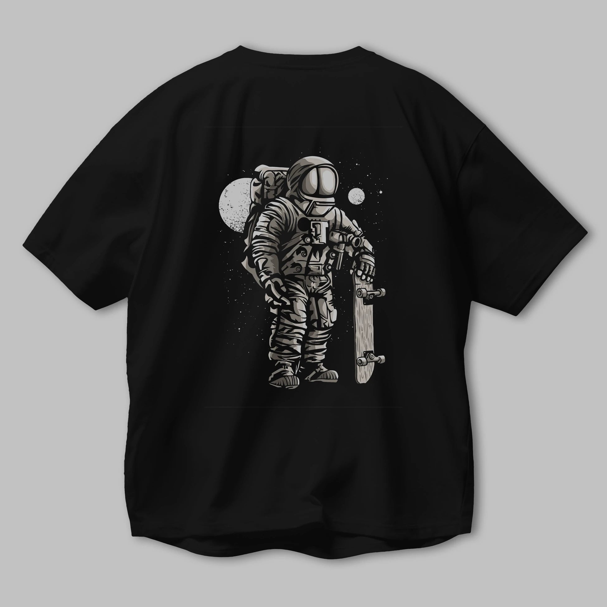 Astronaut Skater Arka Baskılı Oversize t-shirt Erkek Kadın Unisex %100 Pamuk