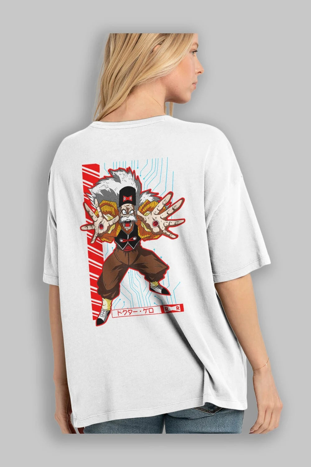 DragonBall DrMakigero Anime Arka Baskılı Oversize t-shirt Erkek Kadın Unisex