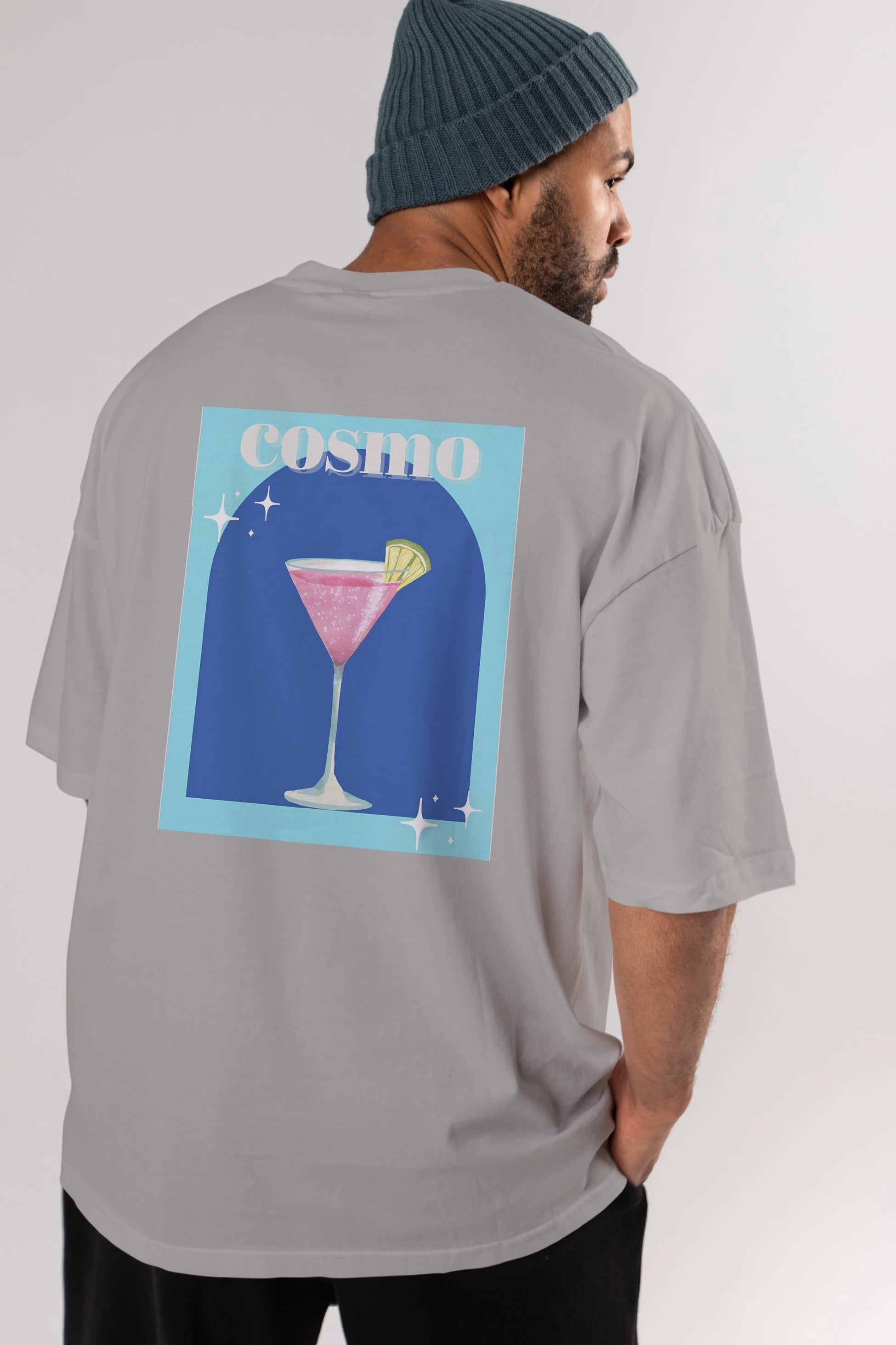 Cosmopolitan 2 Arka Baskılı Oversize t-shirt Erkek Kadın Unisex %100 Pamuk Bisiklet Yaka tişort
