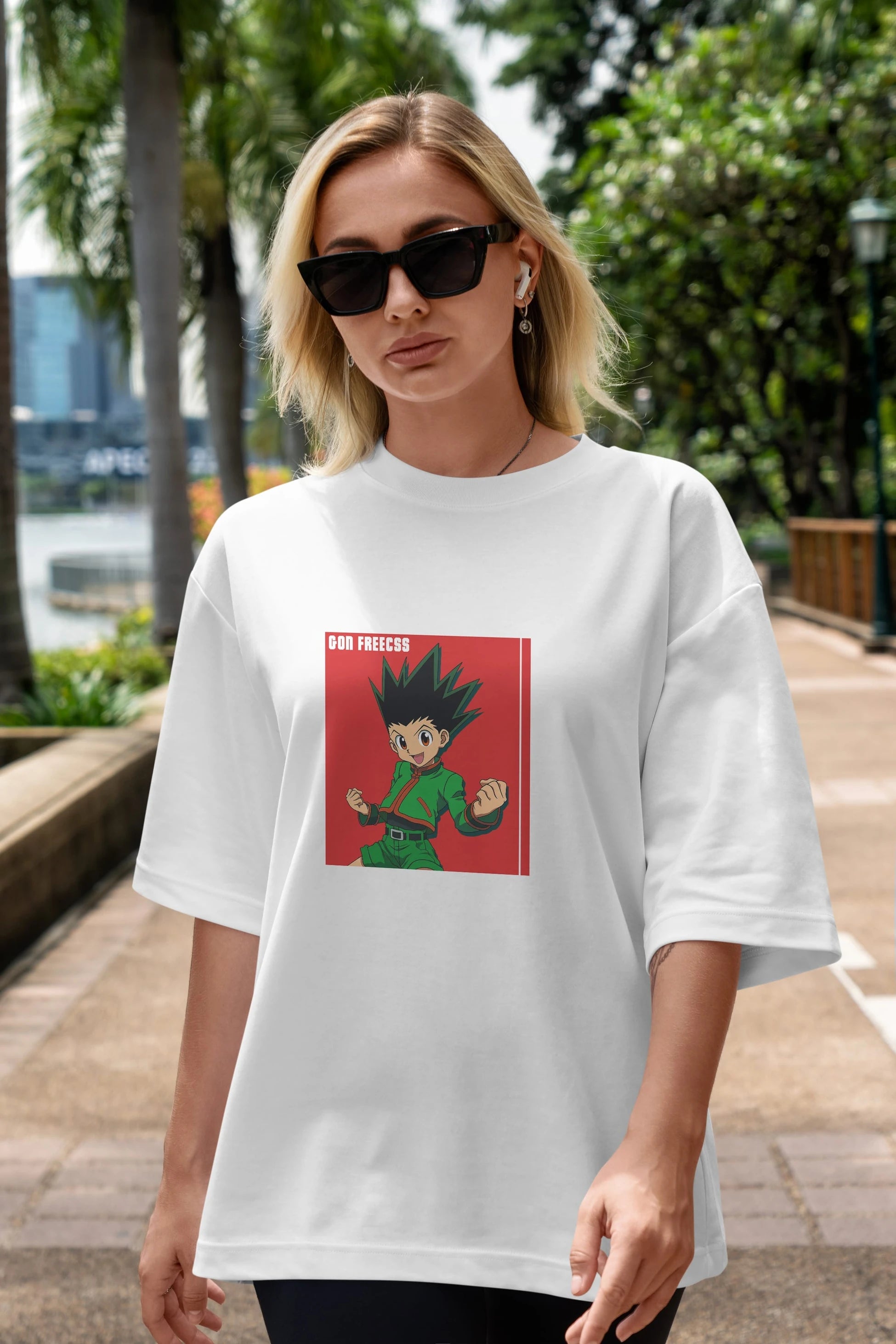 Gon Freecss HUNTER X HUNTER 5 Anime Ön Baskılı Oversize t-shirt %100 pamuk Erkek Kadın Unisex