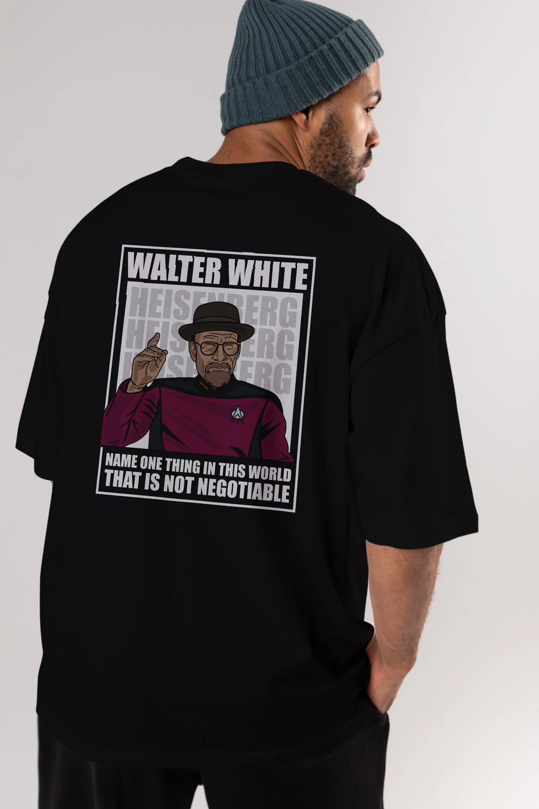 Captain Pixard Heisenberg Arka Baskılı Oversize t-shirt Erkek Kadın Unisex %100 Pamuk tişort