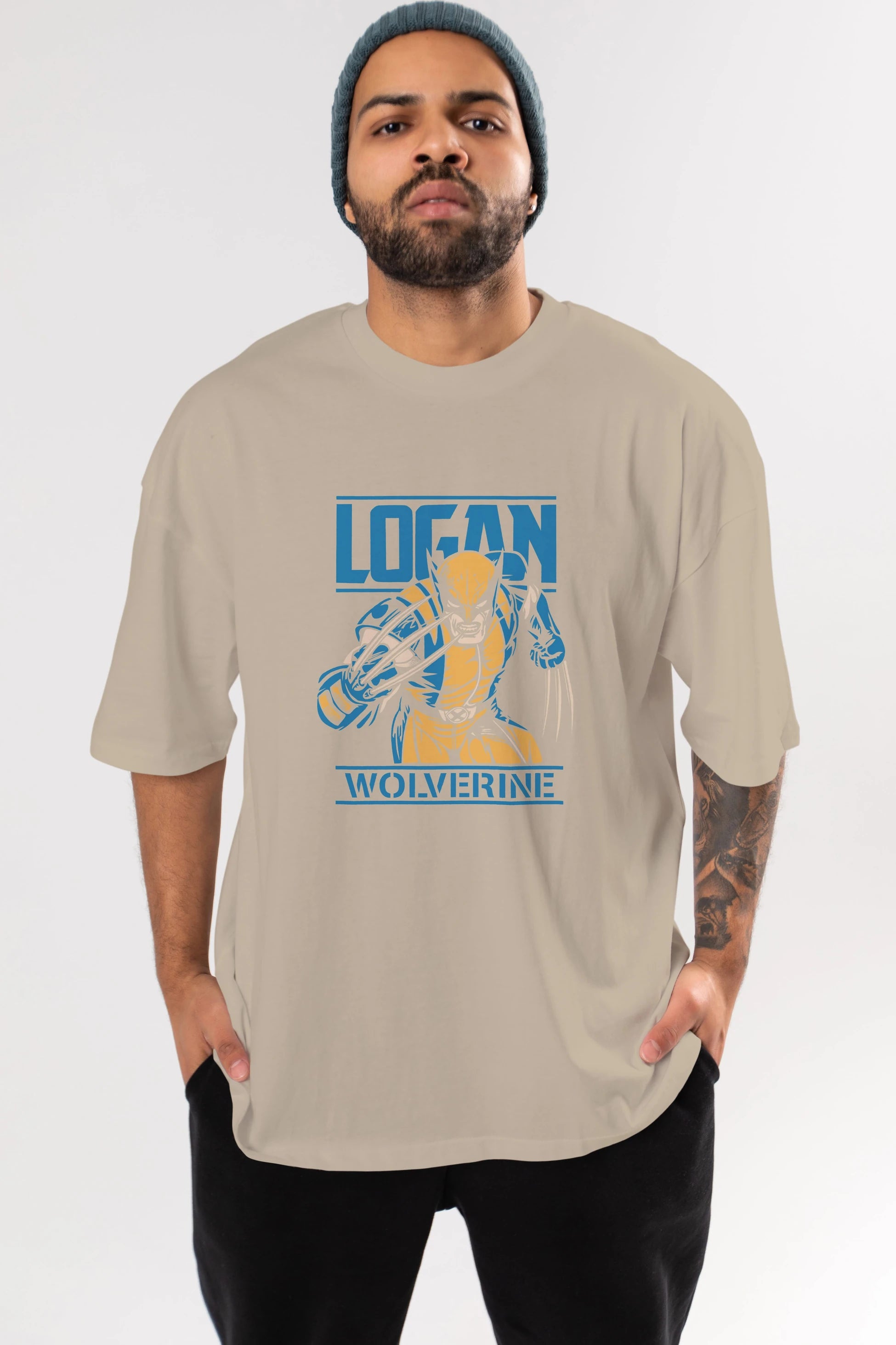 Wolverine Logan Ön Baskılı Oversize t-shirt Erkek Kadın Unisex %100 Pamuk Bisiklet Yaka tişort