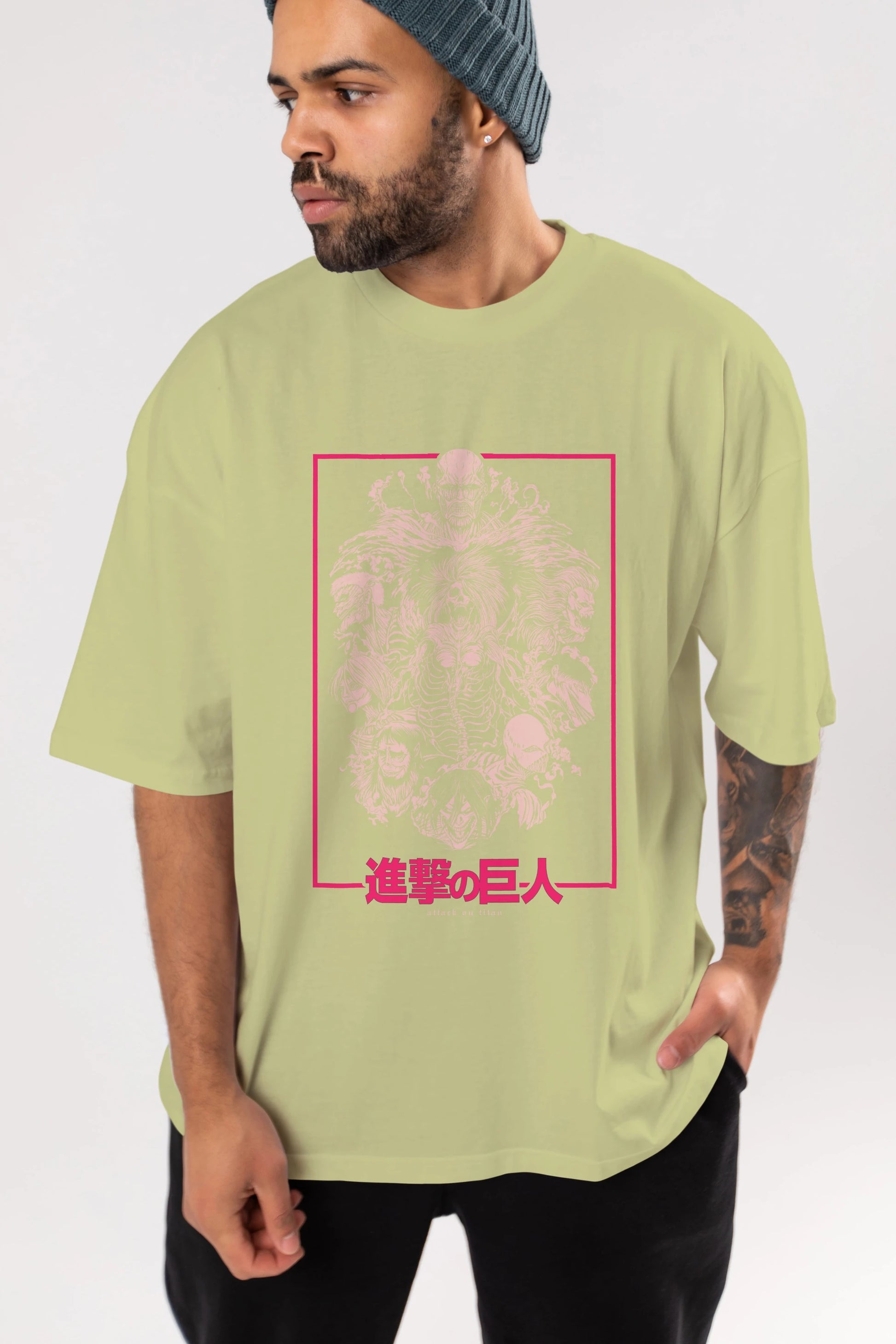 ATTACK ON TITANS Anime Ön Baskılı Oversize t-shirt %100 pamuk Erkek Kadın Unisex