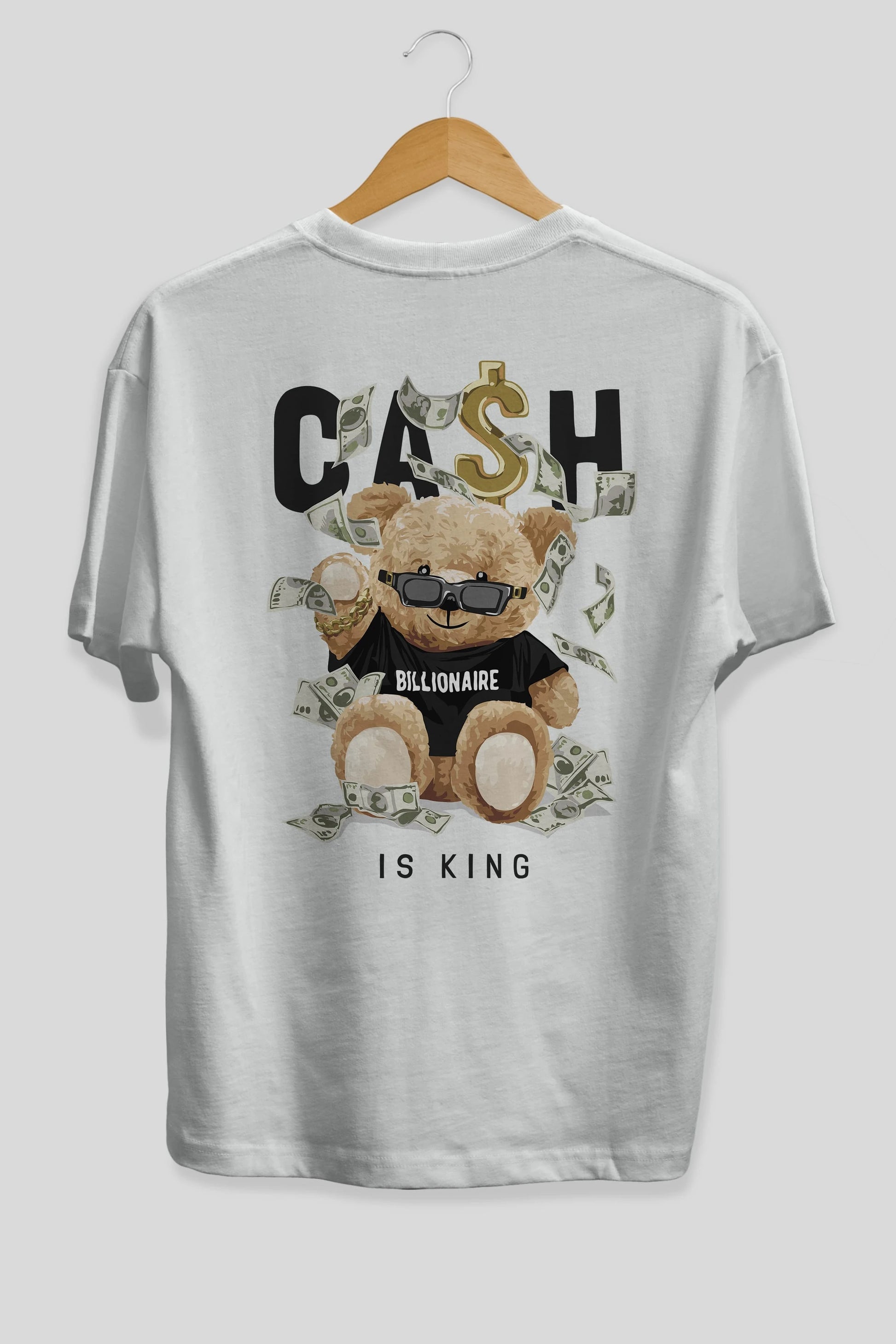 Teddy Bear Billionaire Arka Baskılı Oversize t-shirt Erkek Kadın Unisex %100 Pamuk