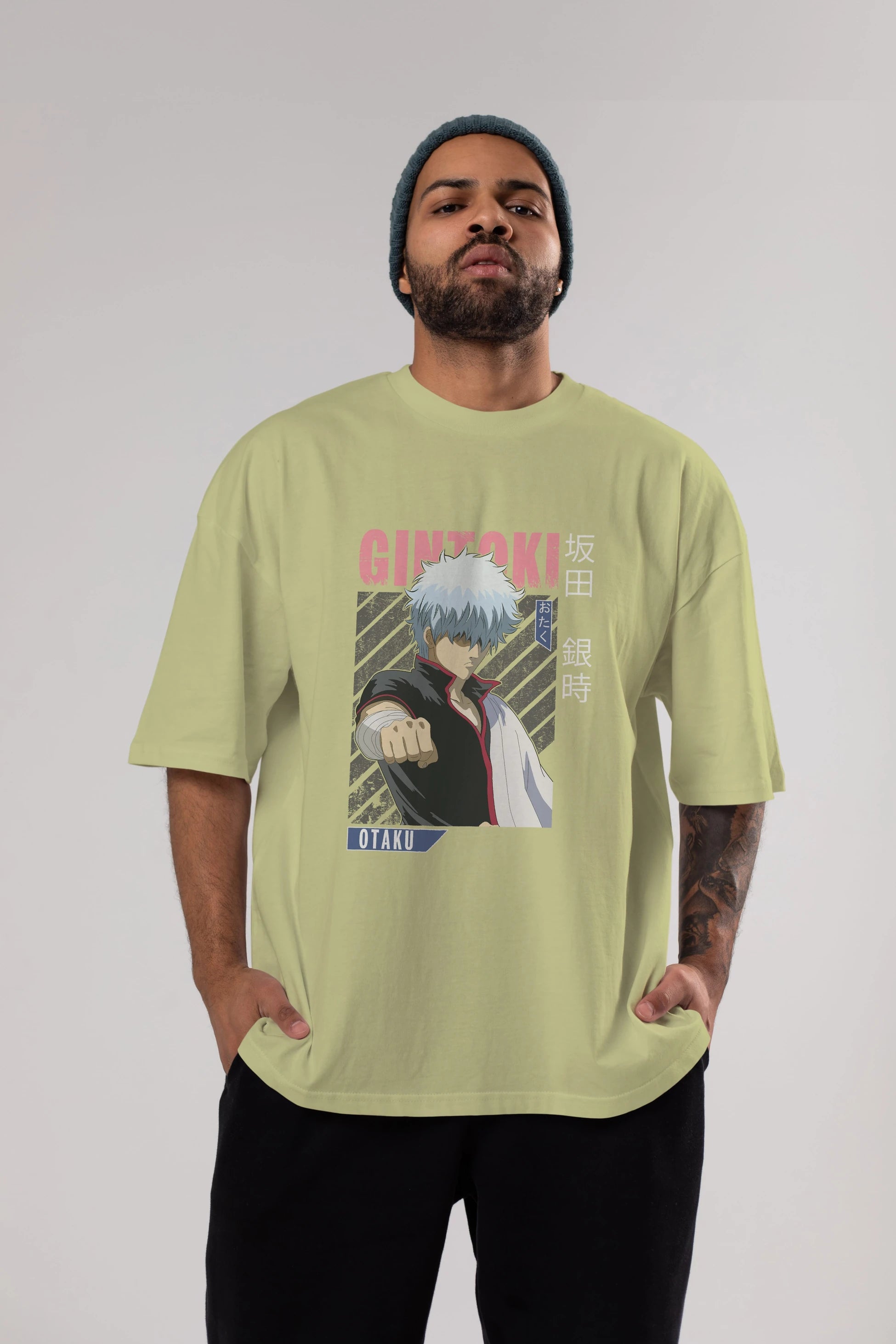 Gintoki Sakata GINTAMA 2 Anime Ön Baskılı Oversize t-shirt %100 pamuk Erkek Kadın Unisex