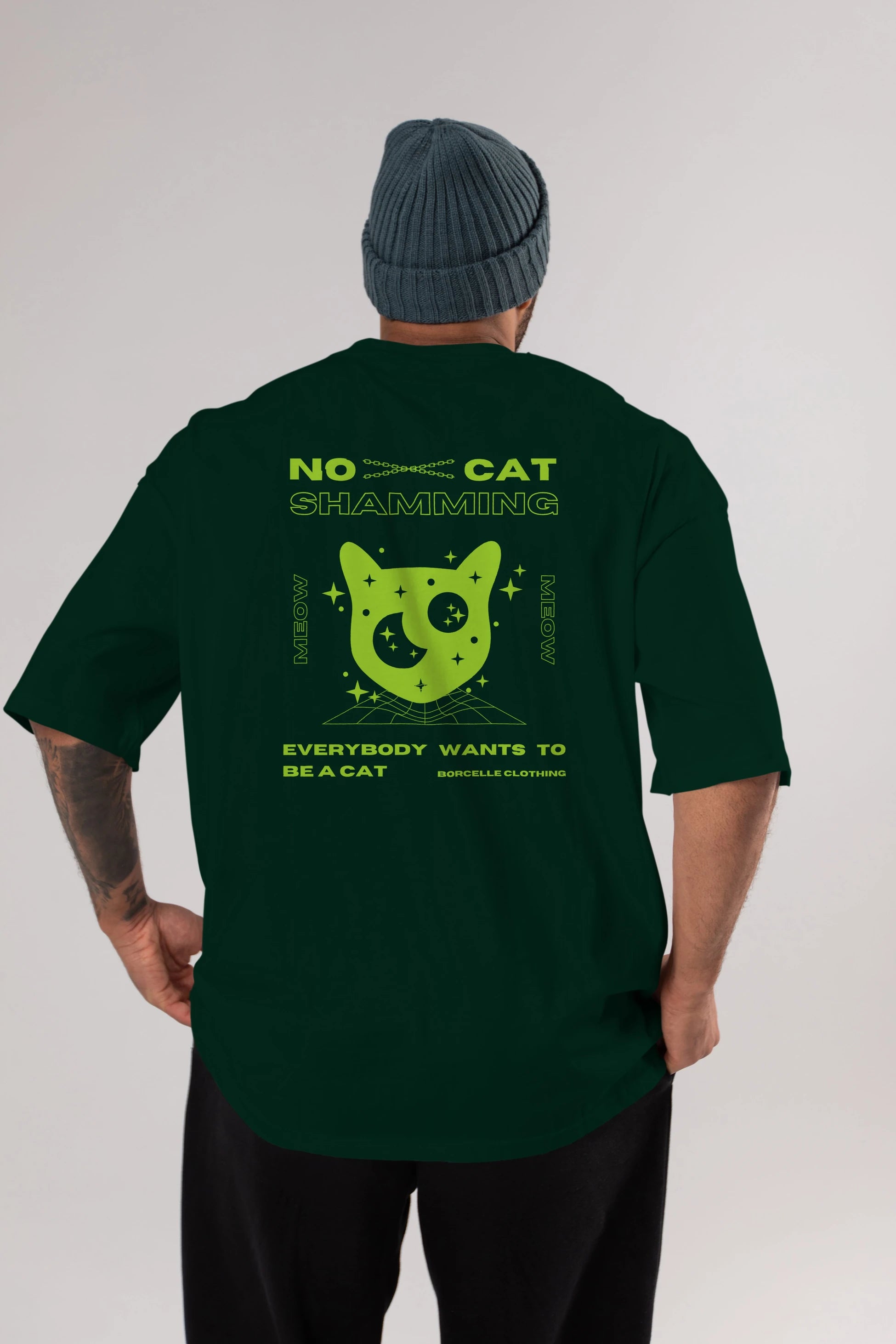 No Cat Shamming Yazılı Arka Baskılı Oversize t-shirt Erkek Kadın Unisex