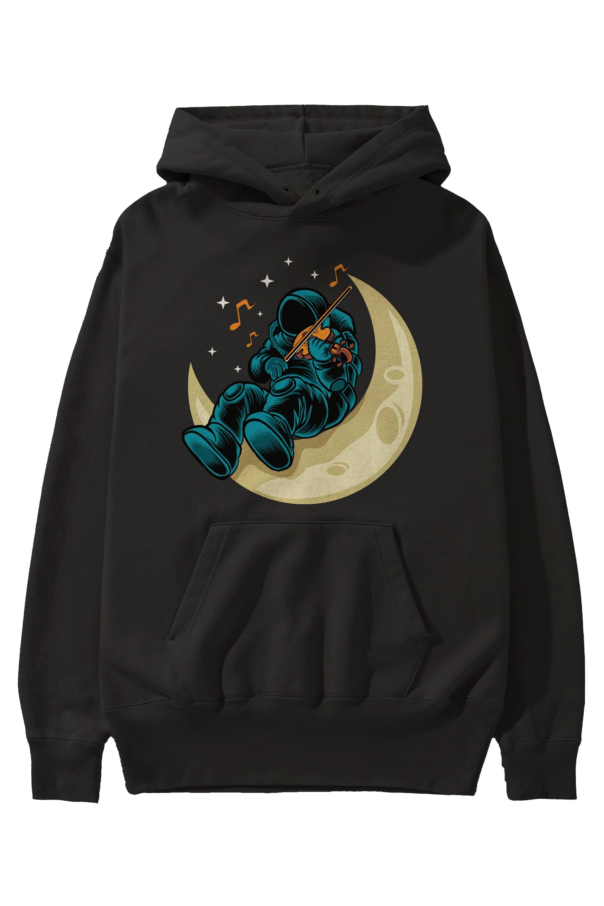 Playing Vionist in Space Ön Baskılı Hoodie Oversize Kapüşonlu Sweatshirt Erkek Kadın Unisex