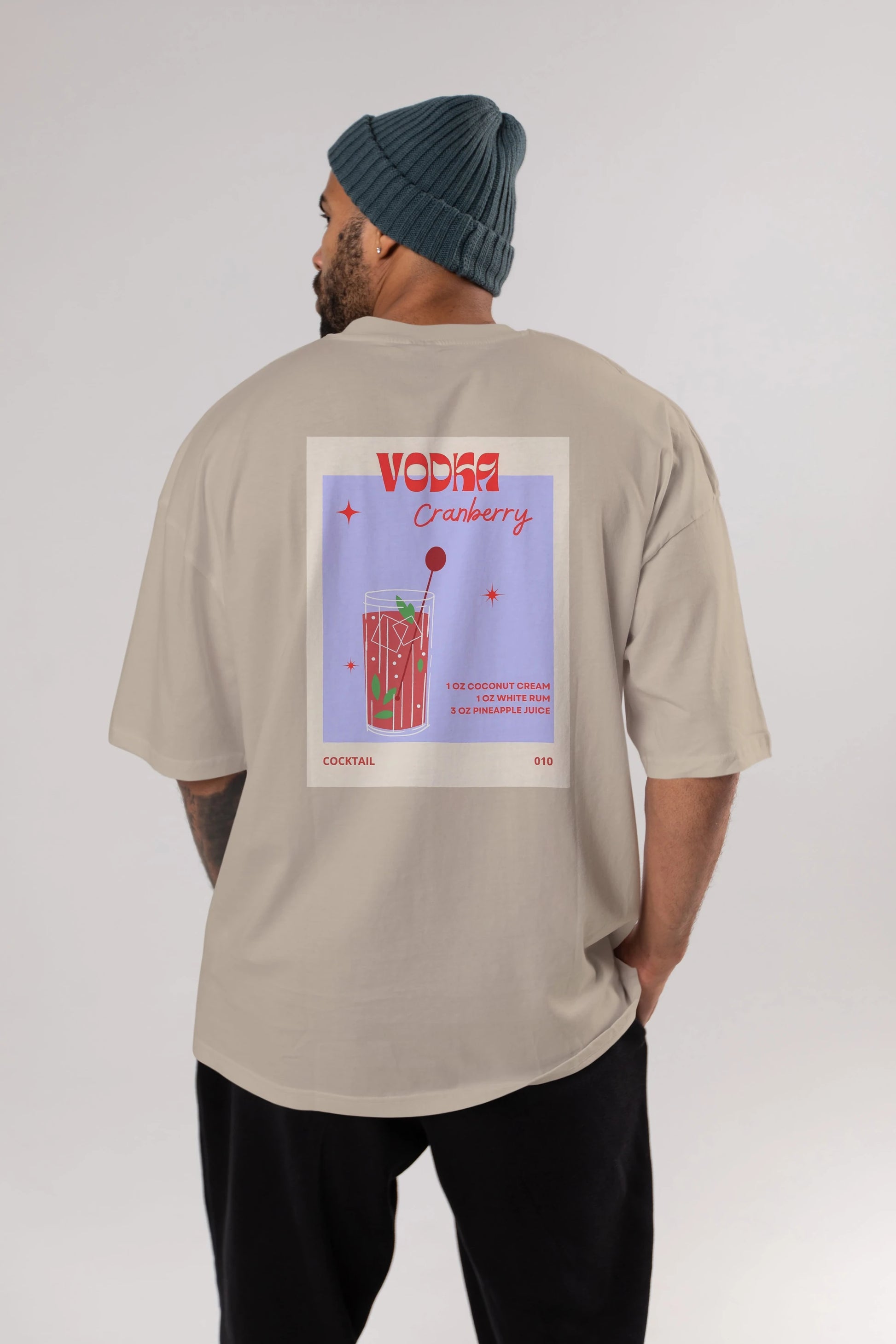 Vodka Cranberry Arka Baskılı Oversize t-shirt Erkek Kadın Unisex %100 Pamuk Bisiklet Yaka tişort