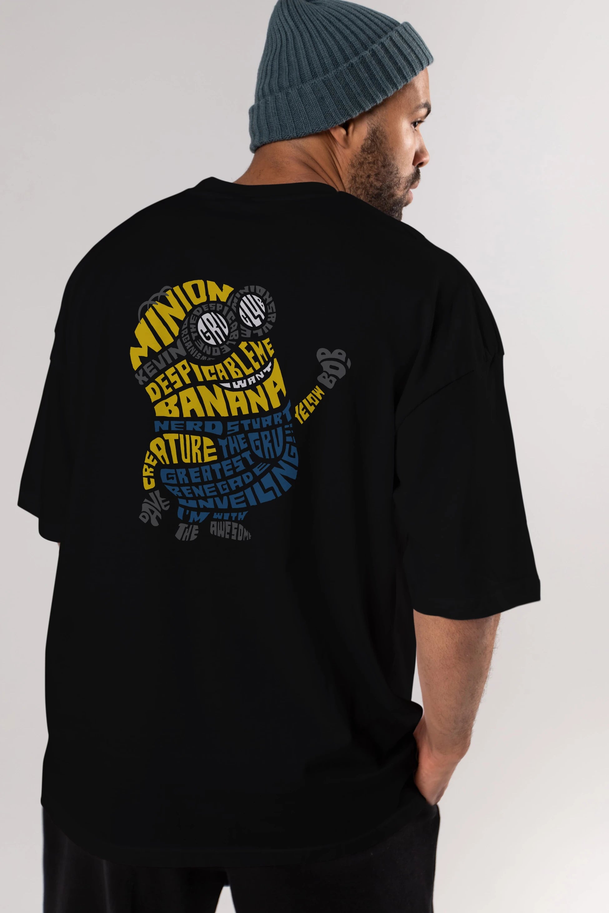 Minion Arka Baskılı Oversize t-shirt %100 pamuk Erkek Kadın Unisex
