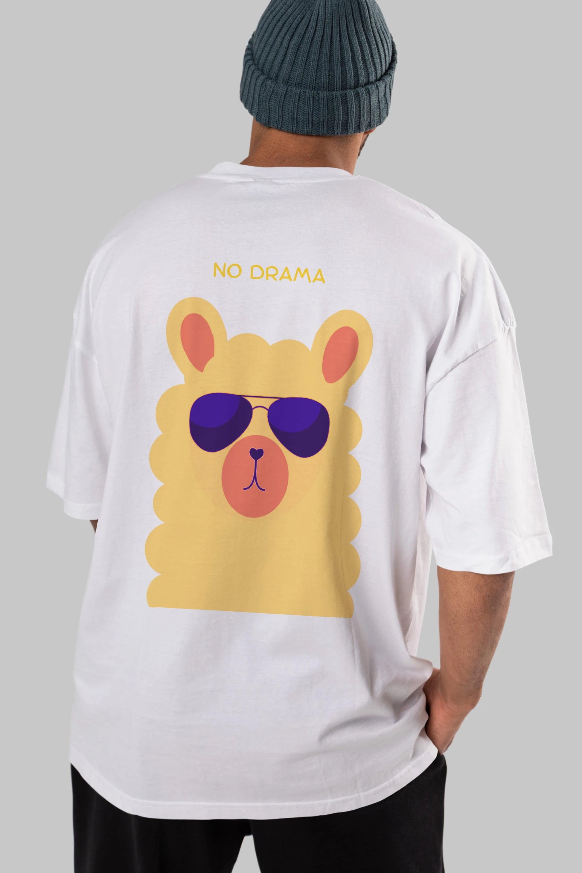 No Drama Yazılı Lama Arka Baskılı Oversize t-shirt Erkek Kadın Unisex