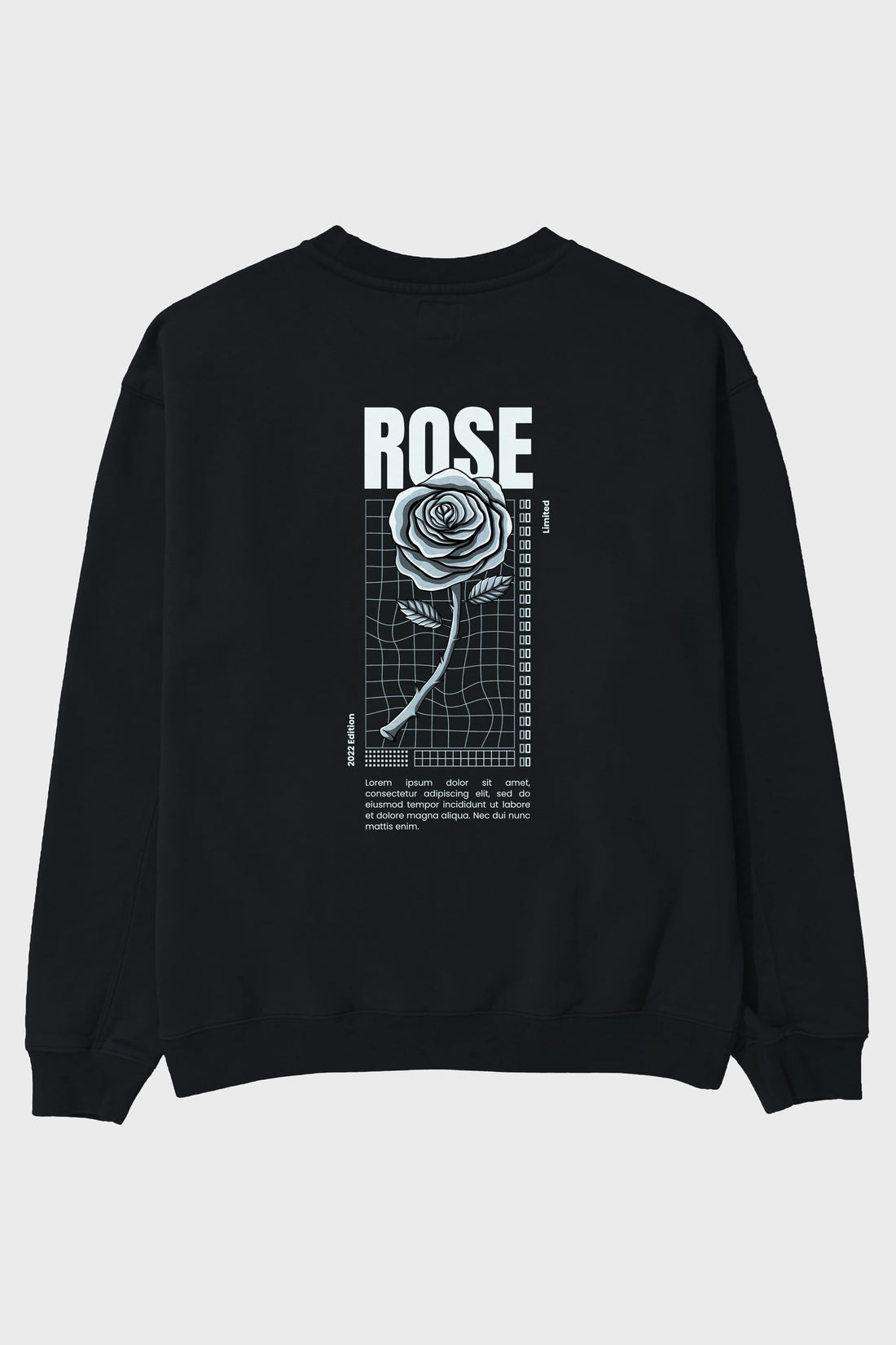 Rose Streetwear Arka Baskılı Oversize Sweatshirt Erkek Kadın Unisex