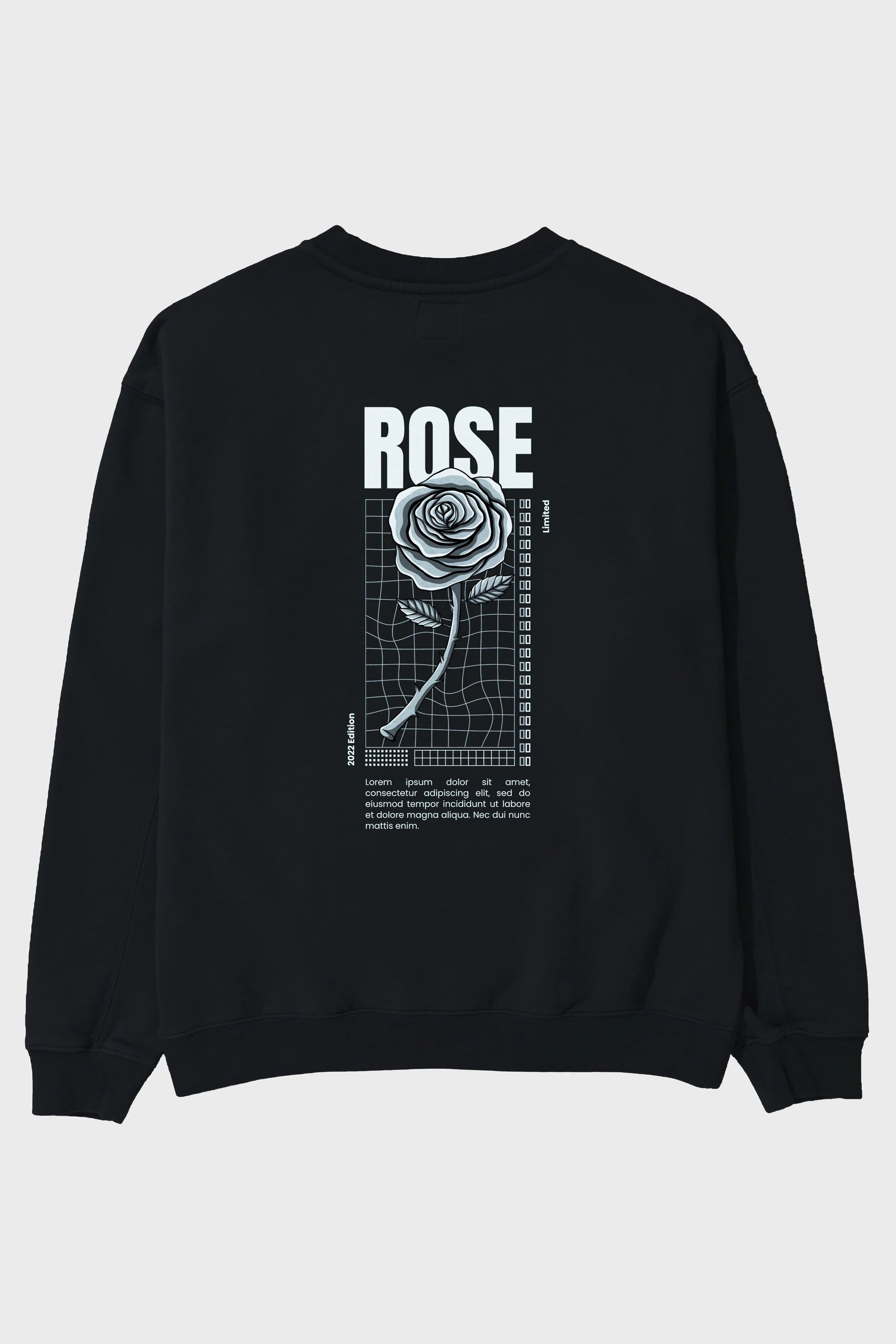Rose Streetwear Arka Baskılı Oversize Sweatshirt Erkek Kadın Unisex