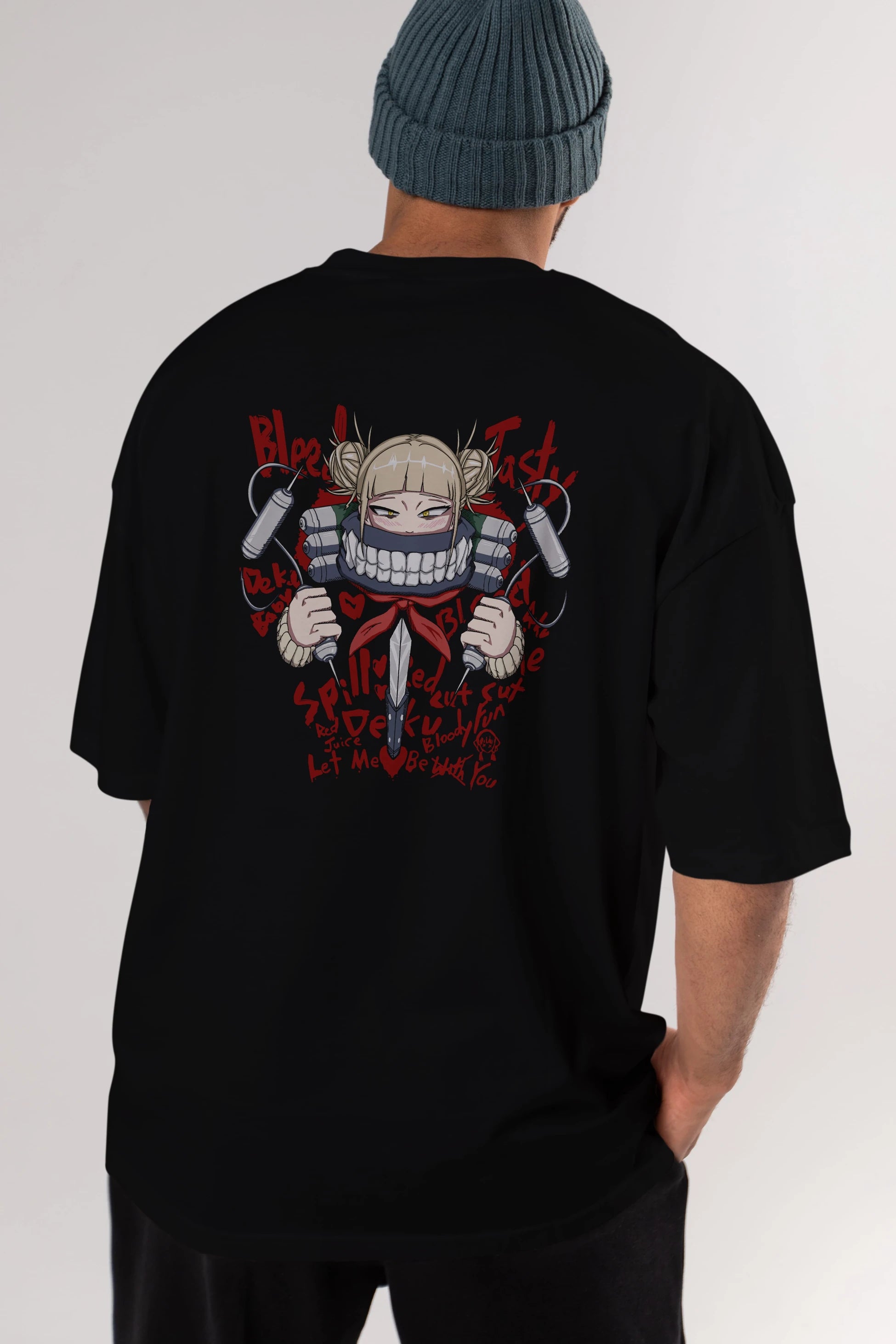 Himiko Toga 1 Anime Arka Baskılı Oversize t-shirt Erkek Kadın Unisex