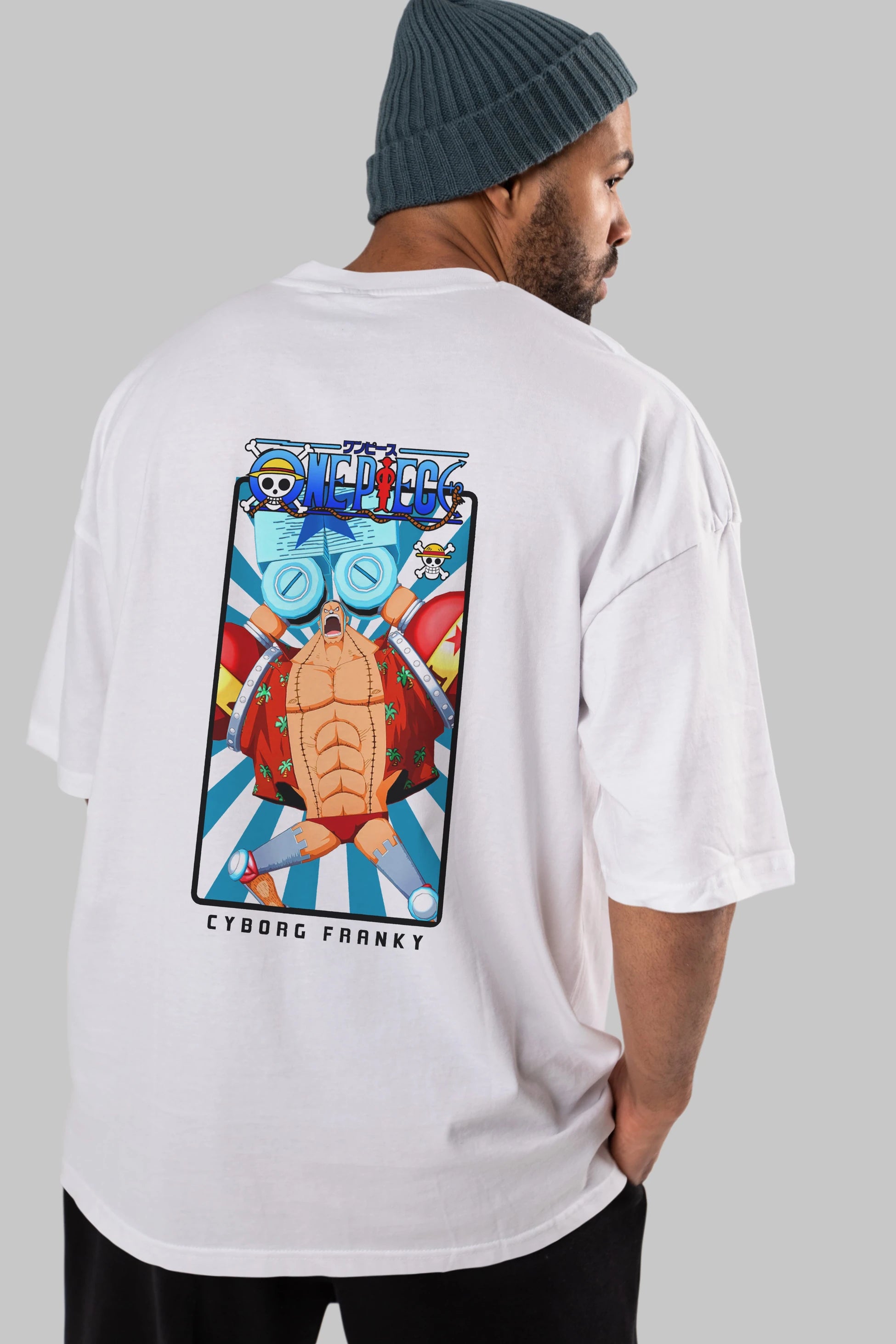 Franky Anime Arka Baskılı Oversize t-shirt Erkek Kadın Unisex %100 pamuk tişort