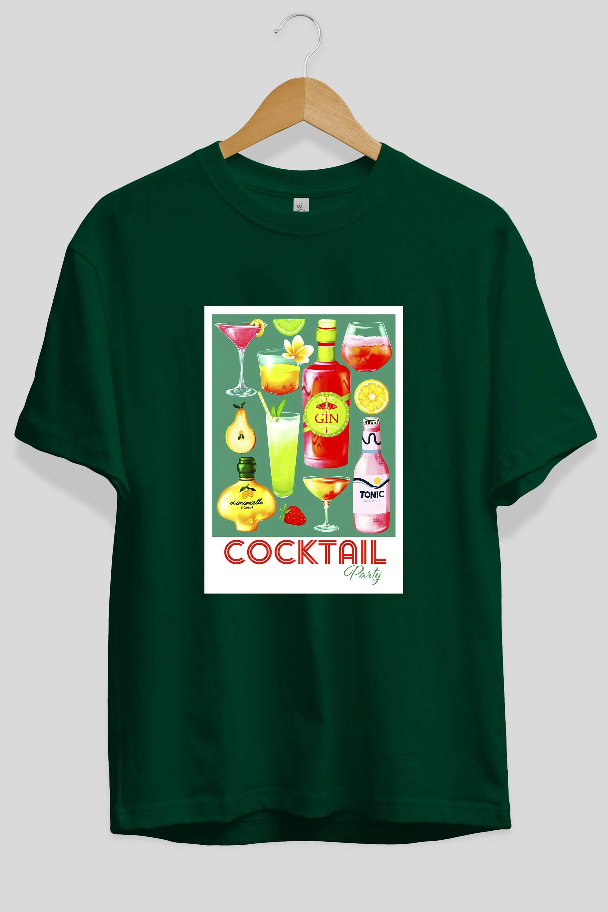 Cocktail Party 2 Ön Baskılı Oversize t-shirt Erkek Kadın Unisex %100 Pamuk Bisiklet Yaka tişort